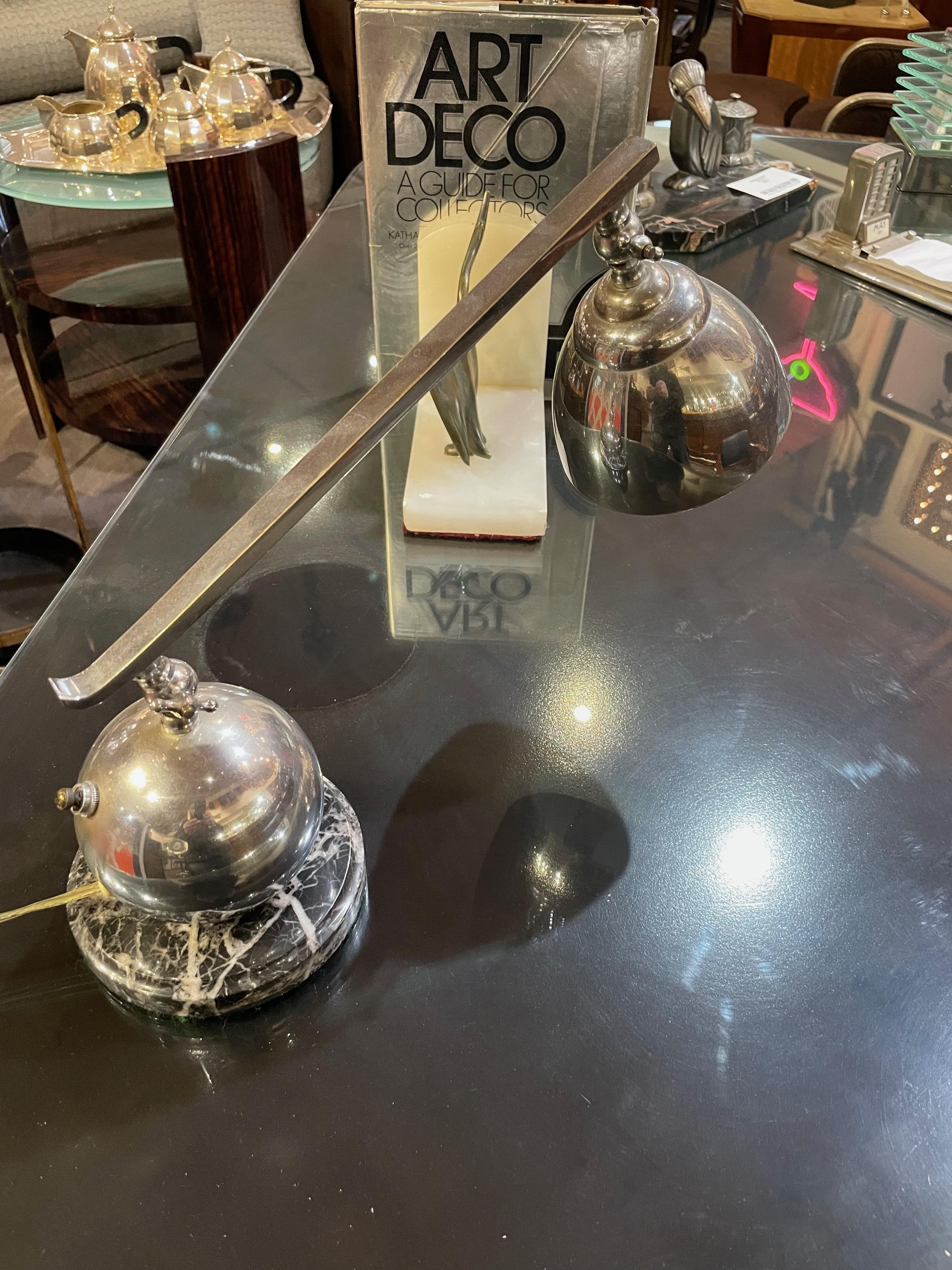 Art Deco desk lamp Industrial Countertop light. An ingenious design and the counterbalanced arms move smoothly and efficiently and stay precisely where you want them. Not the typical Industrial style table lamp, this one is much more refined in