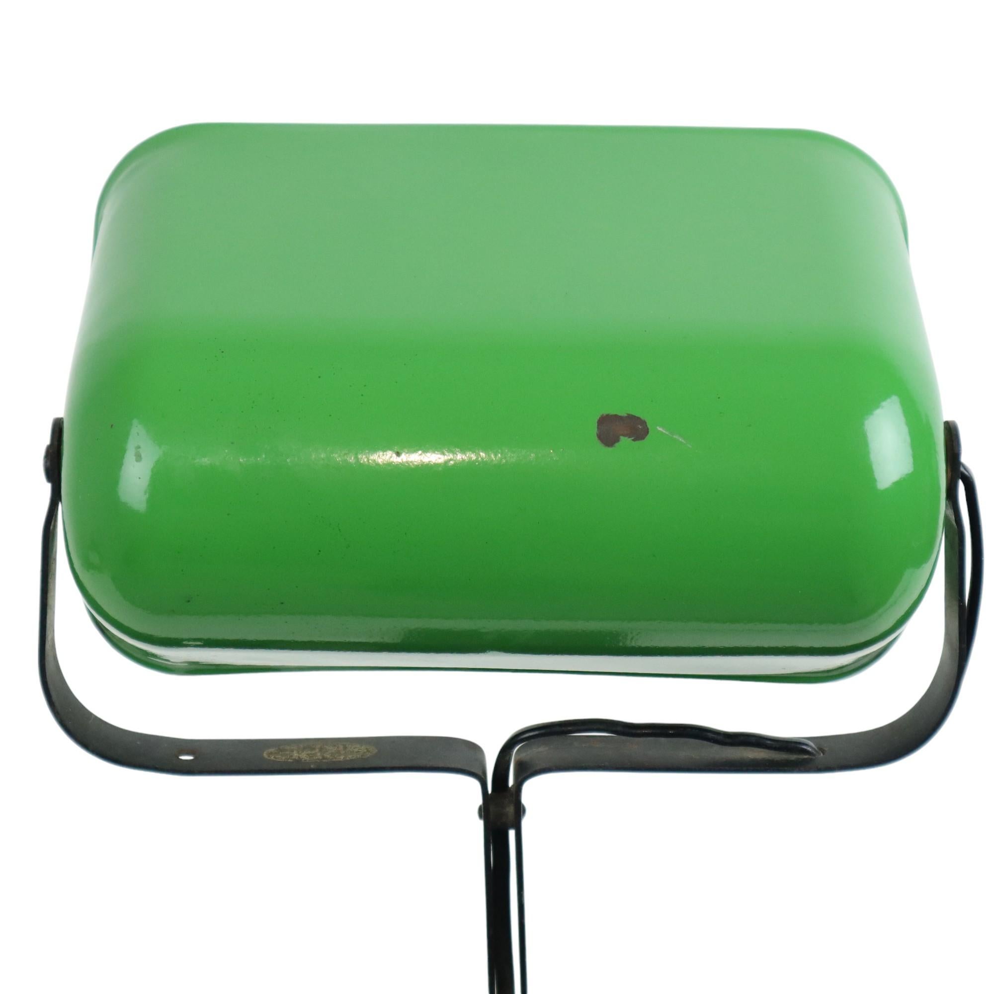 20th Century Art Deco Desk Lamp Notary Lamp Erpe Model 52 Enamel Shade Green For Sale