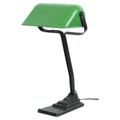 Lampada da scrivania Art Deco Lampada da notaio Erpe Model 52 Paralume smaltato Greene & Greene