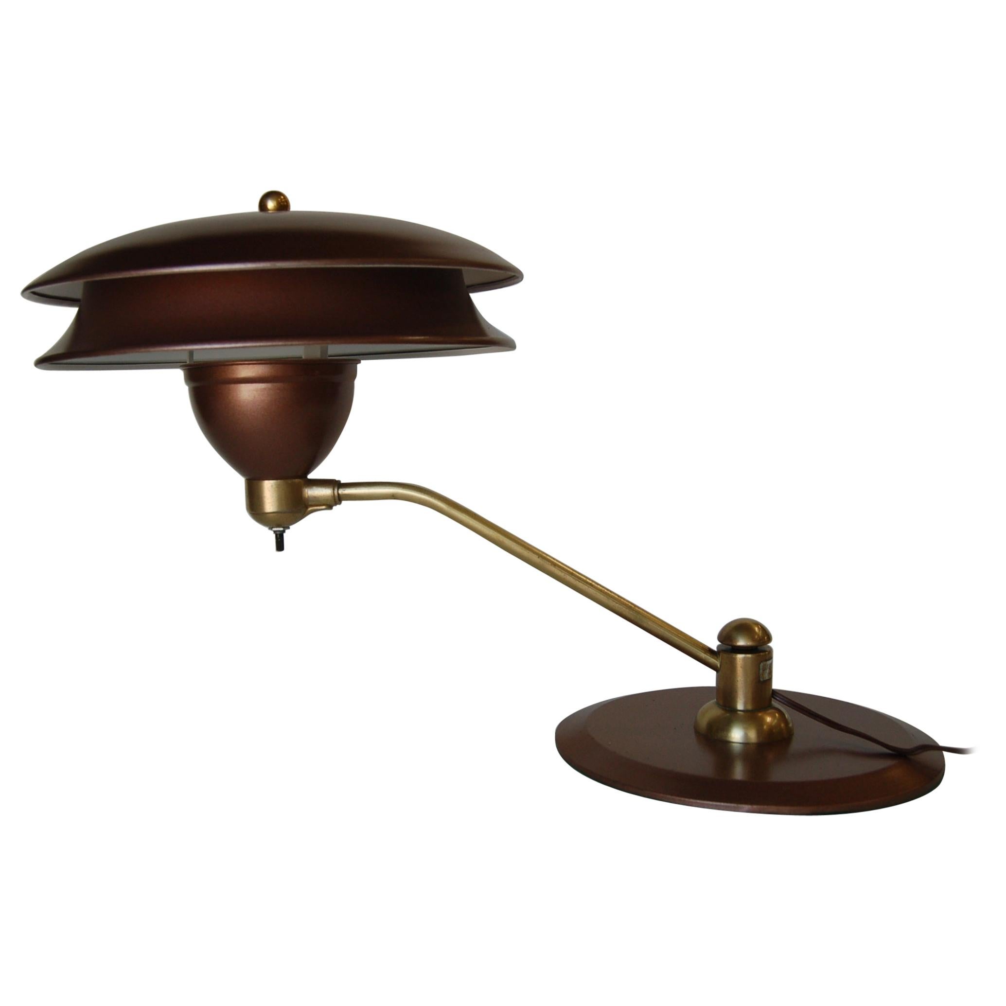 Art Deco Desk Lamp with Large Double Saucer Shade by Art Specialty Co.