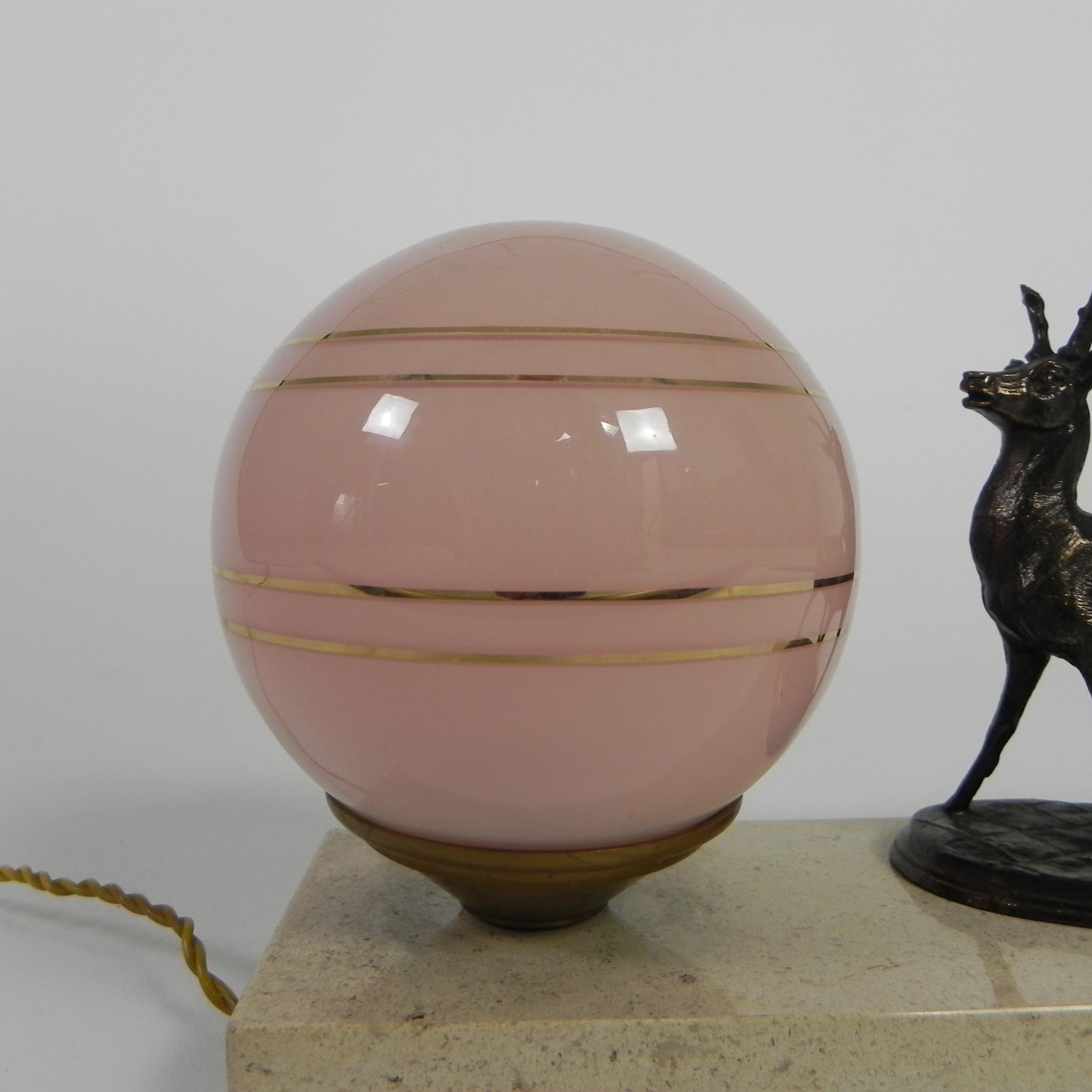Art Deco desk lamp with deer and glass ball, 1930s For Sale 1