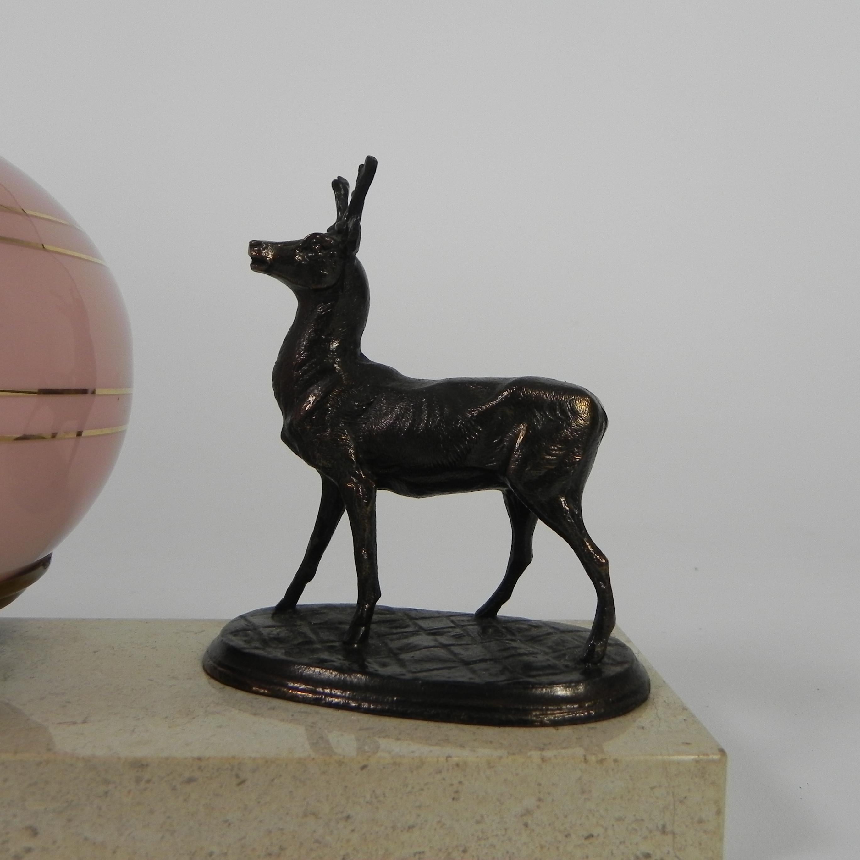 Art Deco desk lamp with deer and glass ball, 1930s For Sale 2