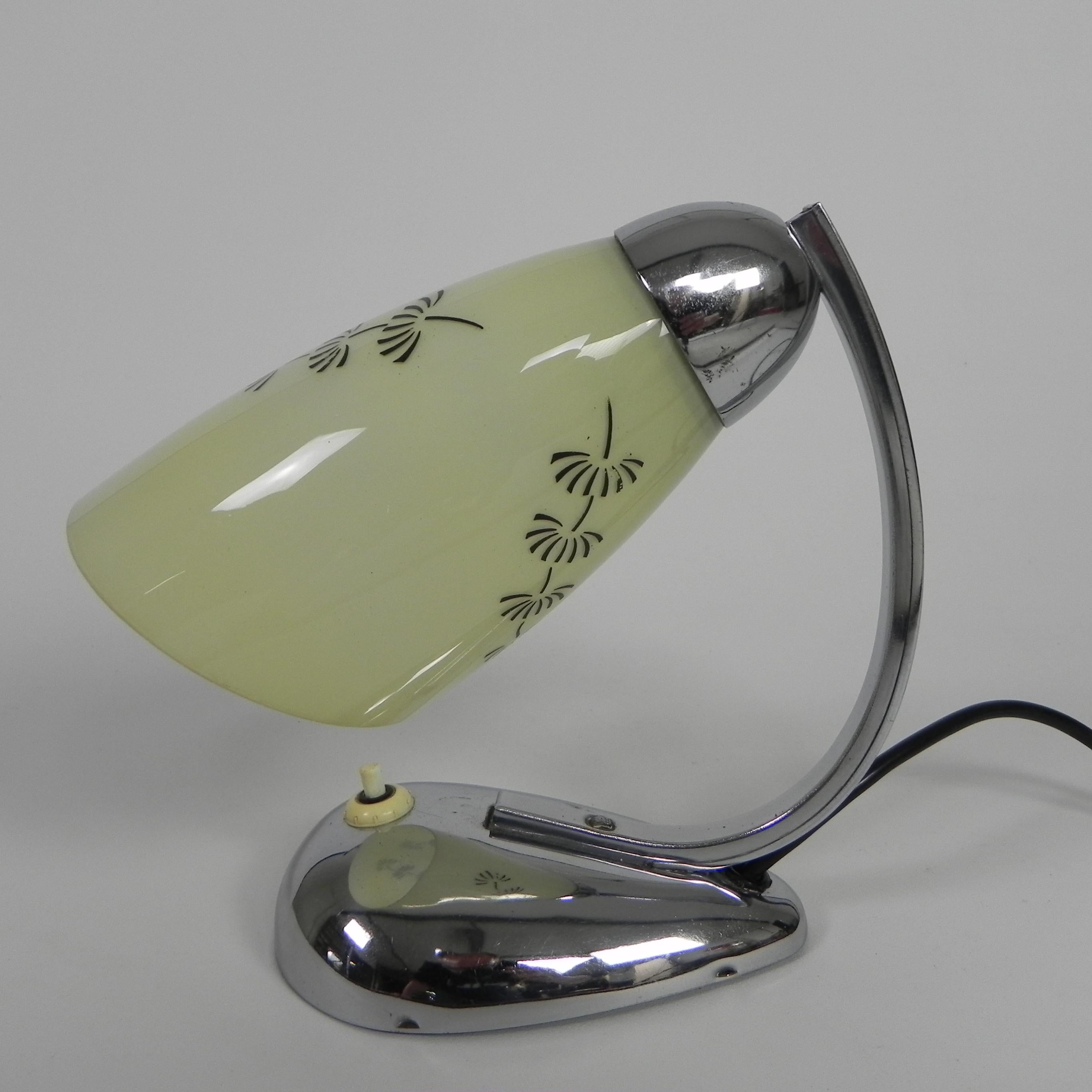 German Art Deco desk lamp with glass shade, 1920s For Sale