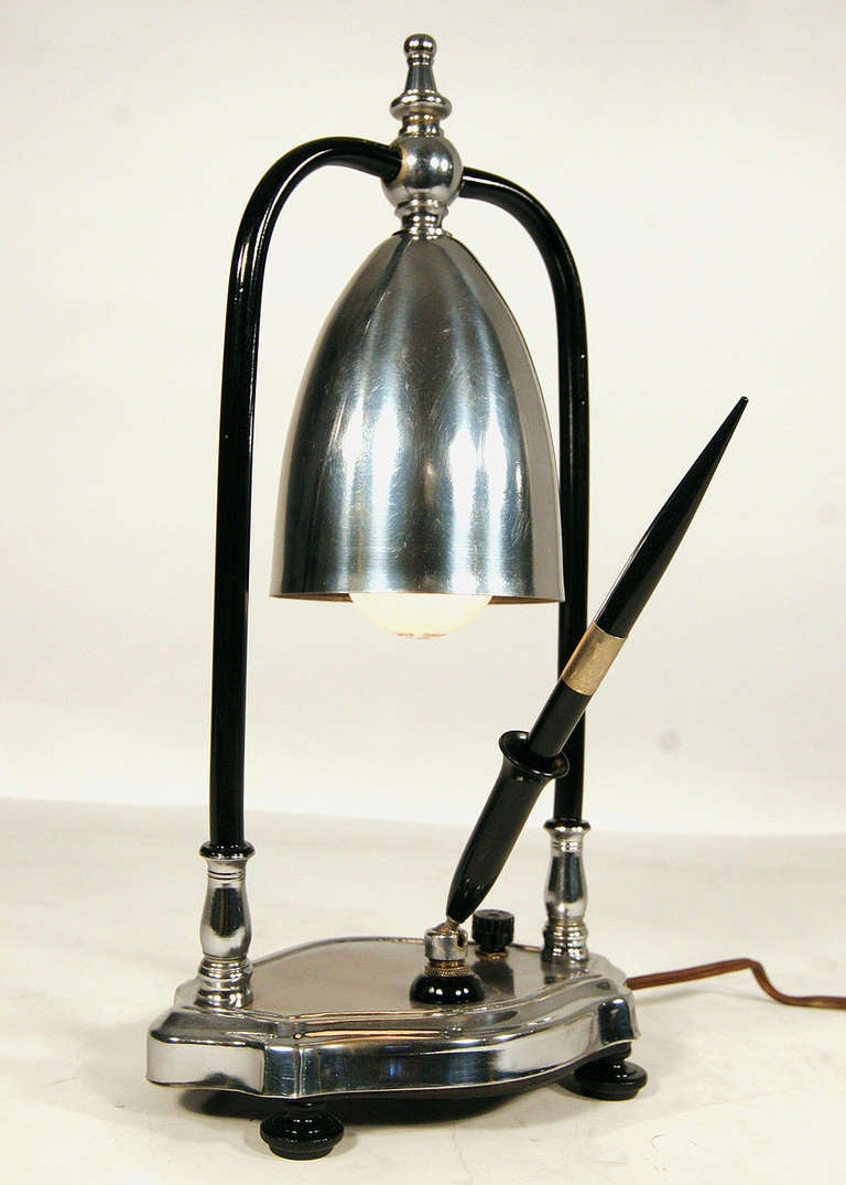 Art Deco Desk Lamp with Pen Holder at 1stDibs