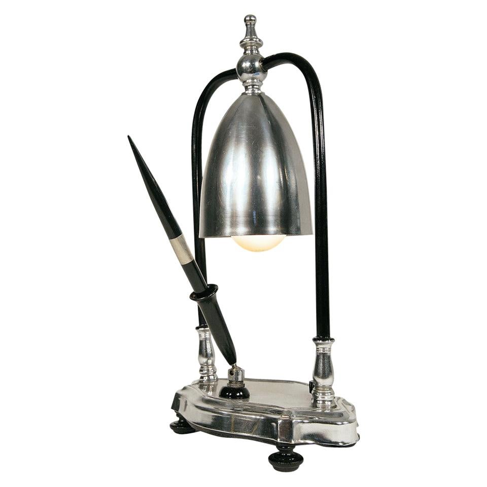 Art Deco Desk Lamp with Pen Holder at 1stDibs