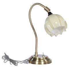 Art Deco Desk or Table Lamp with Art Glass Shade