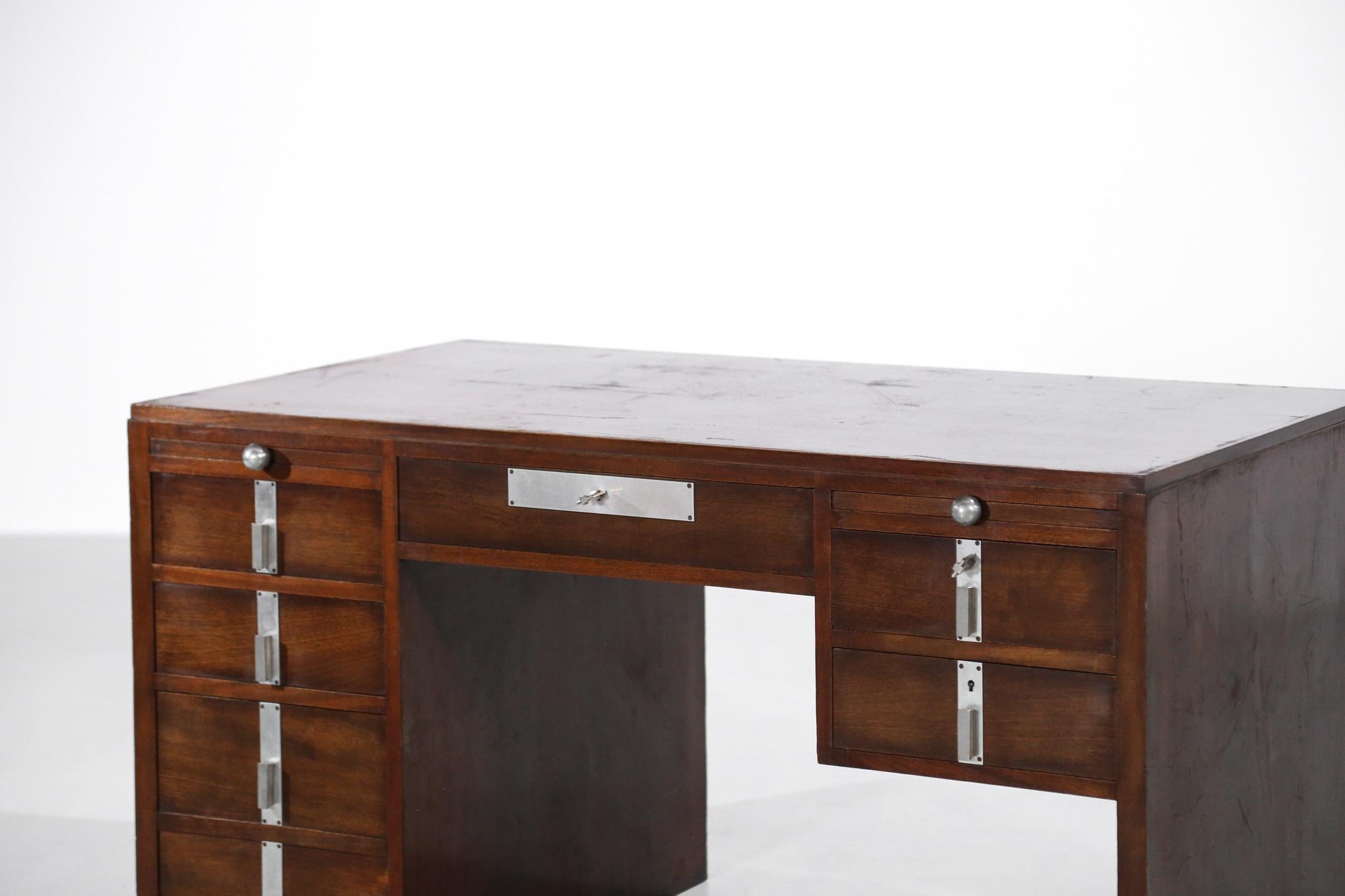 Art Deco Desk, Pierre Jeanneret/Jacques Adnet Style, Modernist 4