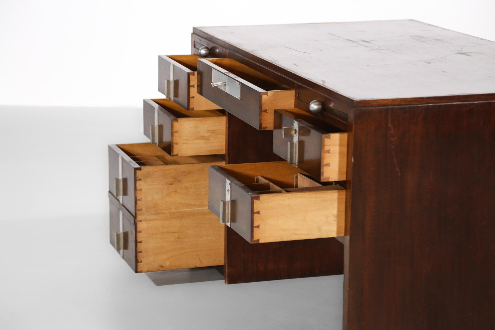 French Art Deco Desk, Pierre Jeanneret/Jacques Adnet Style, Modernist