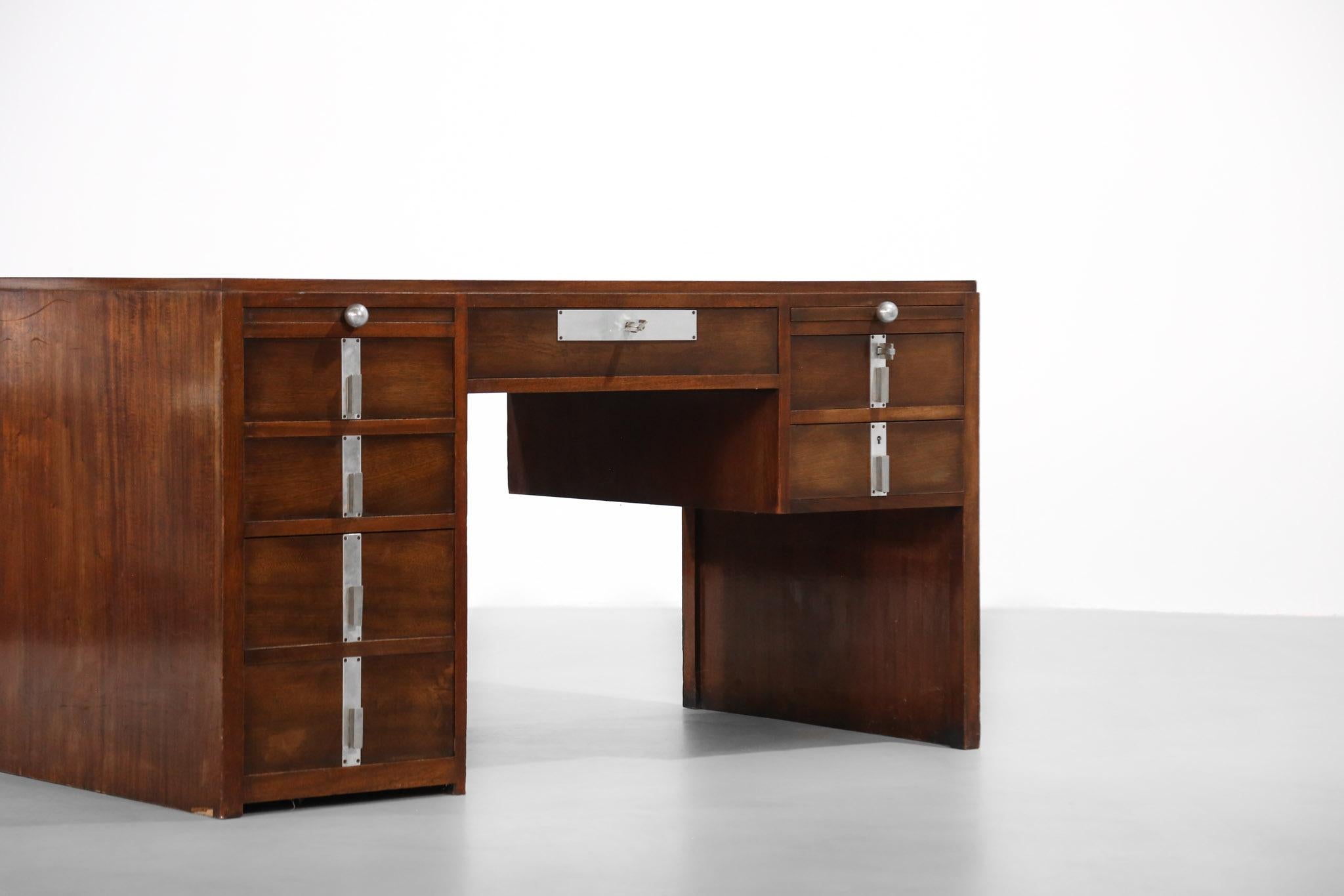 20th Century Art Deco Desk, Pierre Jeanneret/Jacques Adnet Style, Modernist