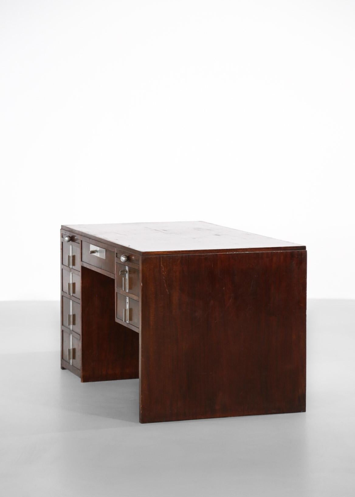 Metal Art Deco Desk, Pierre Jeanneret/Jacques Adnet Style, Modernist