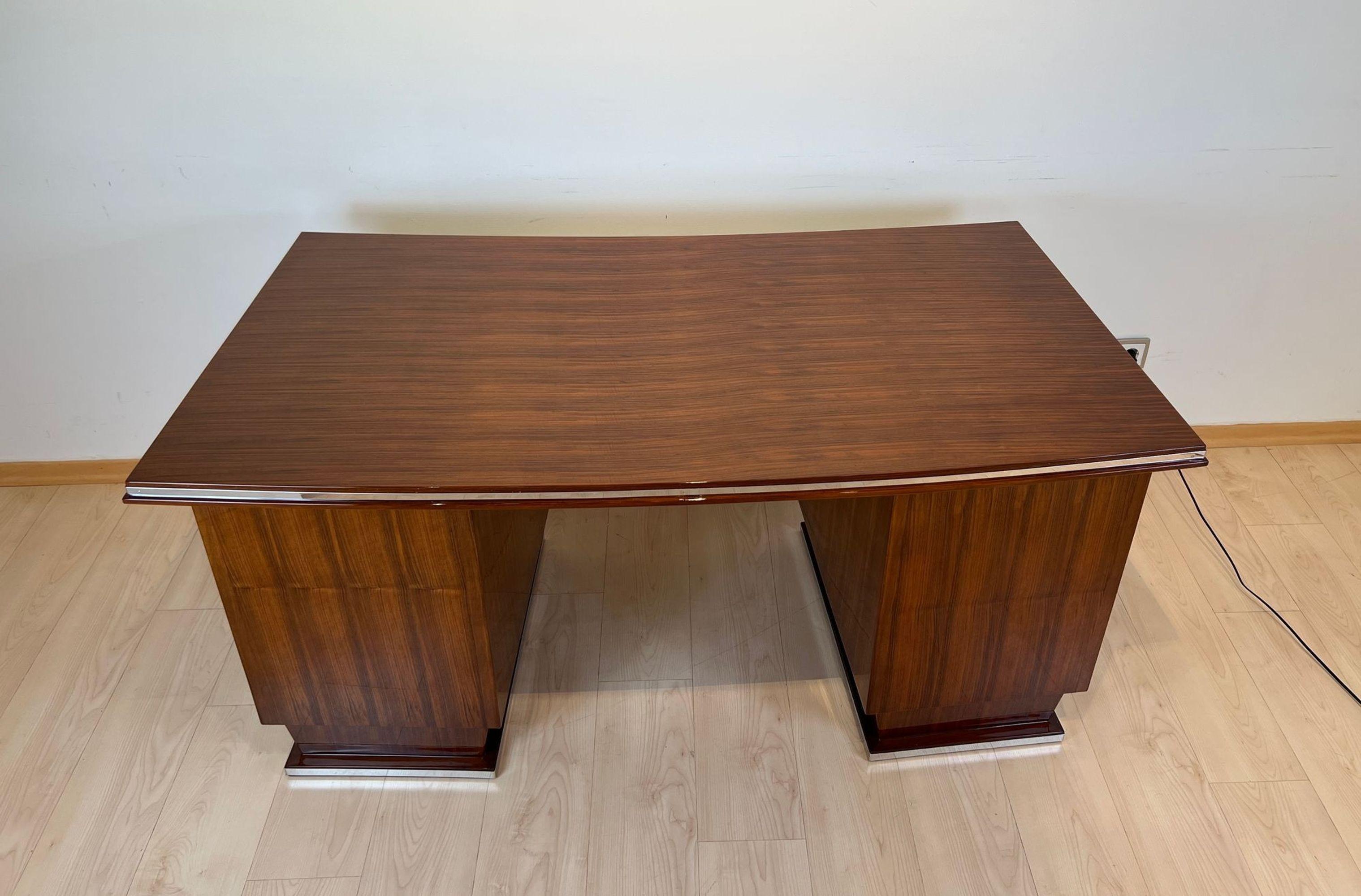 Escritorio Art Decó, chapado de palisandro y níquel, Francia, hacia 1930 en venta 2