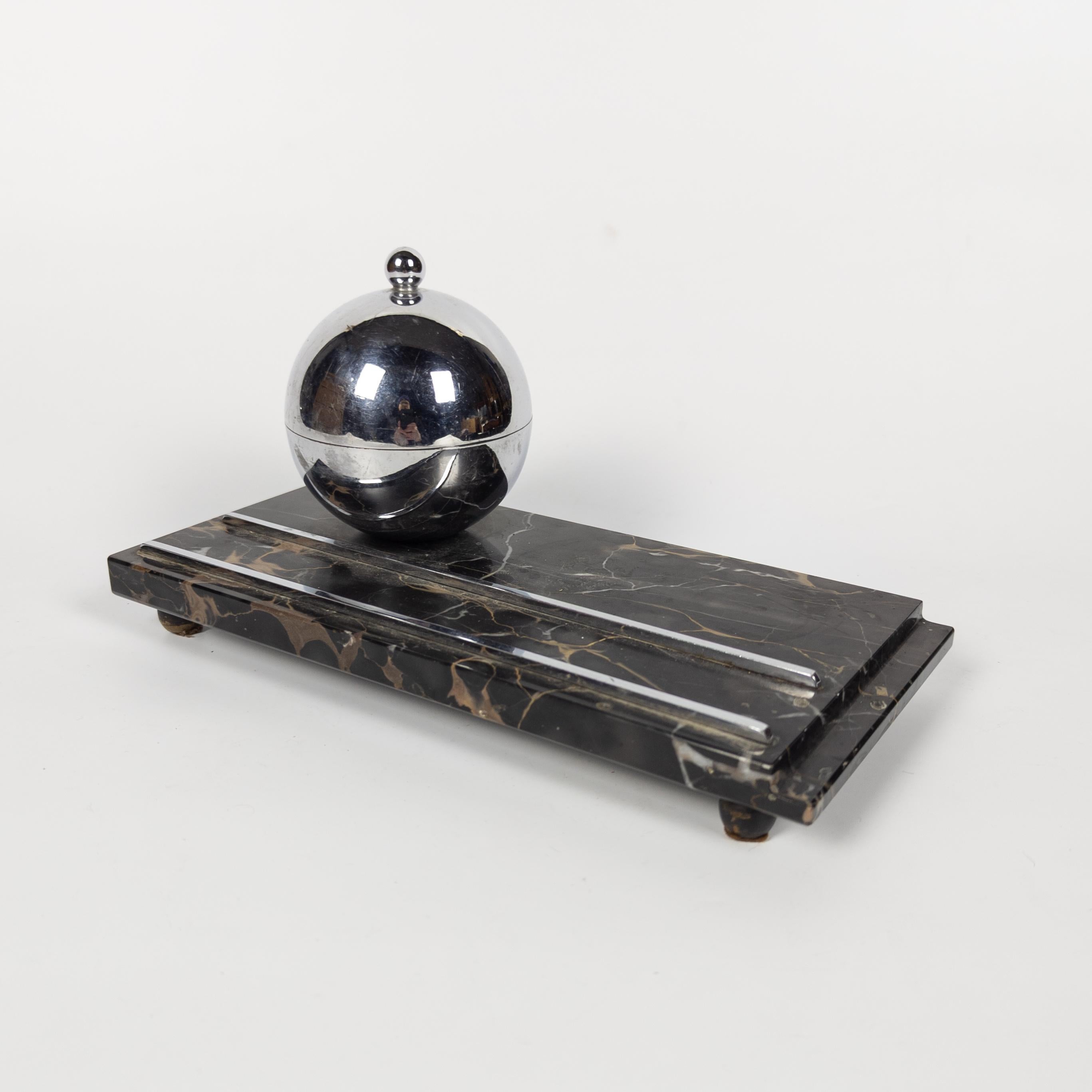 Schreibtisch-Set aus Portoro-Marmor im Art déco-Stil, 1930er Jahre im Angebot 1