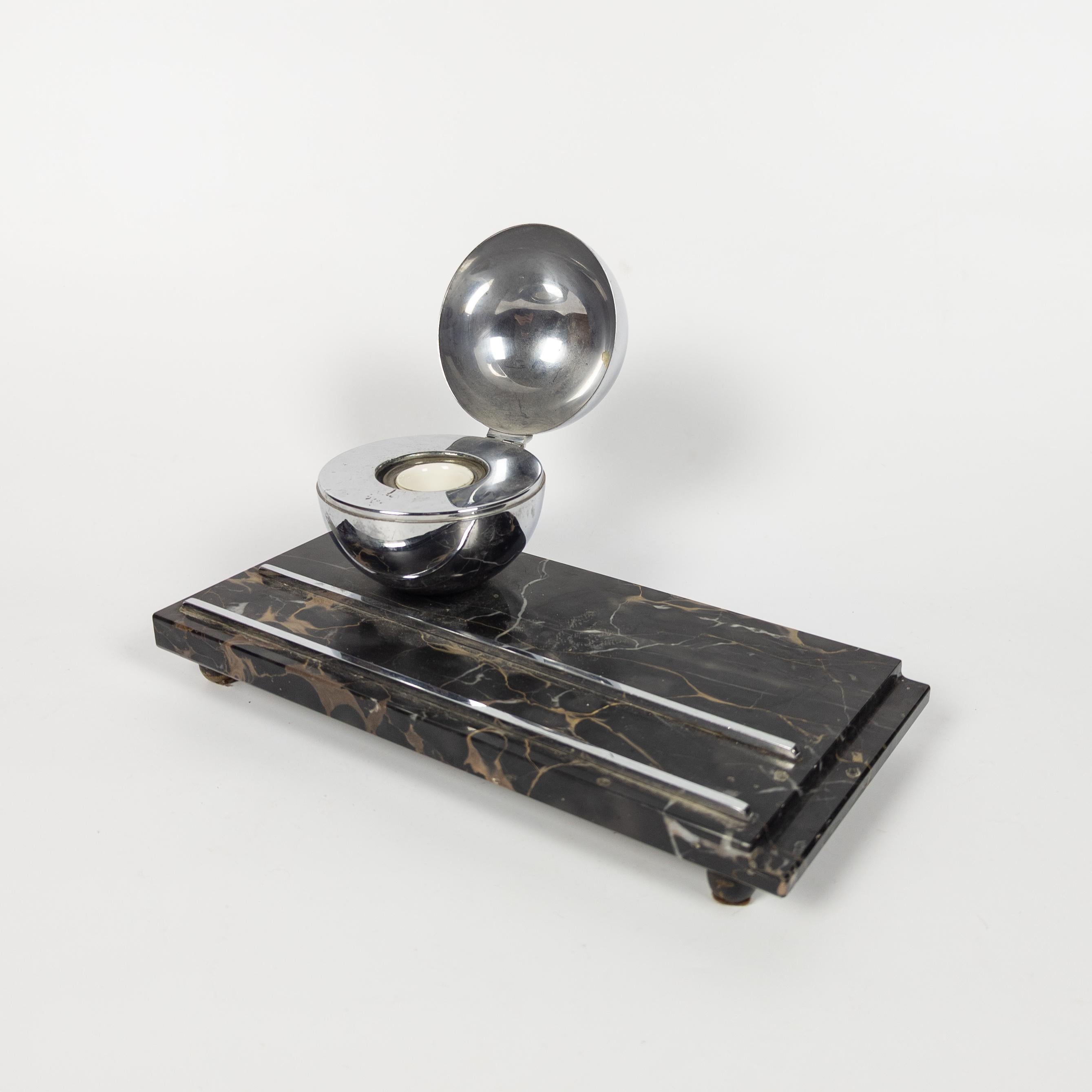 Schreibtisch-Set aus Portoro-Marmor im Art déco-Stil, 1930er Jahre im Angebot 2