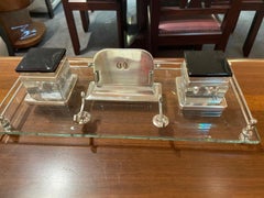 Art Deco Desk Set with Ink Wells & Calendar