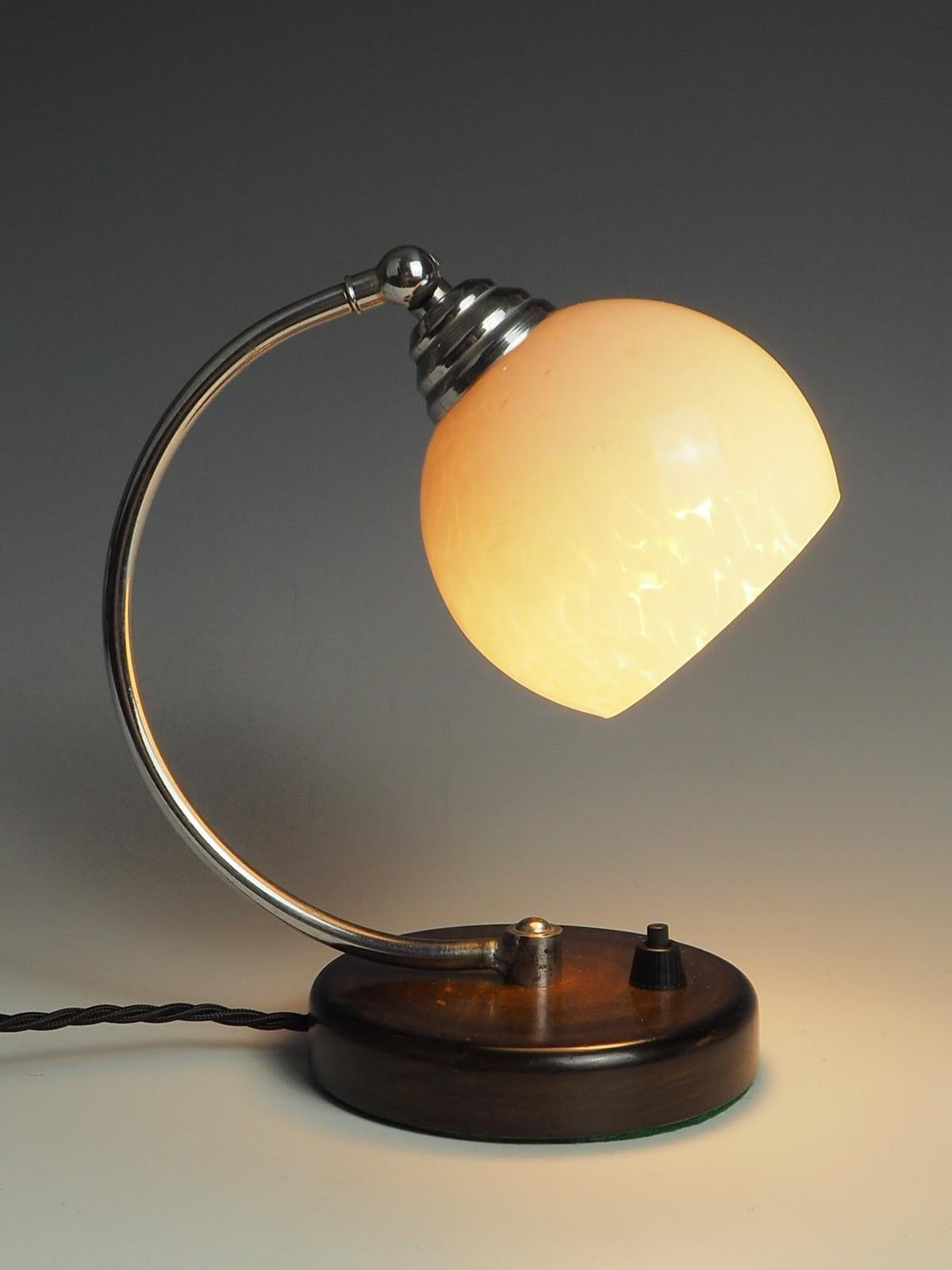 Art Deco Desk Table Lamp Pink Globe 4