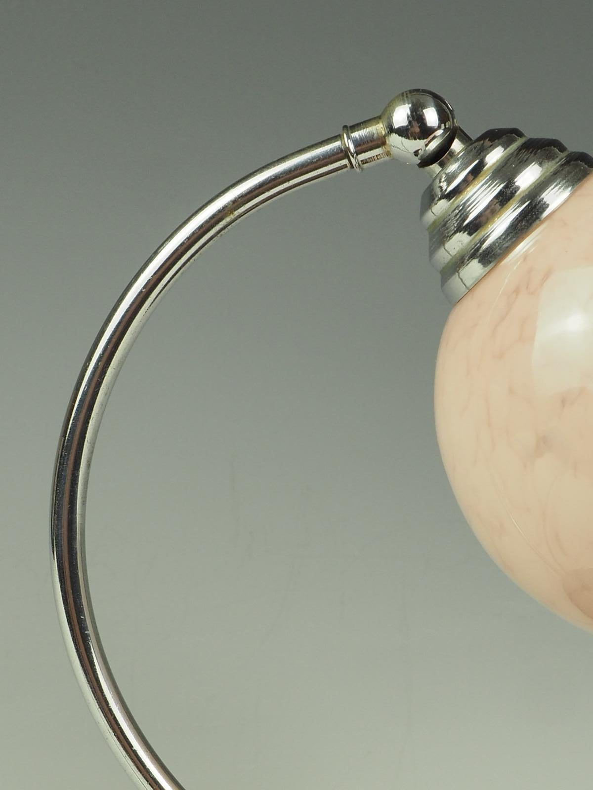 Art Deco Desk Table Lamp Pink Globe 5