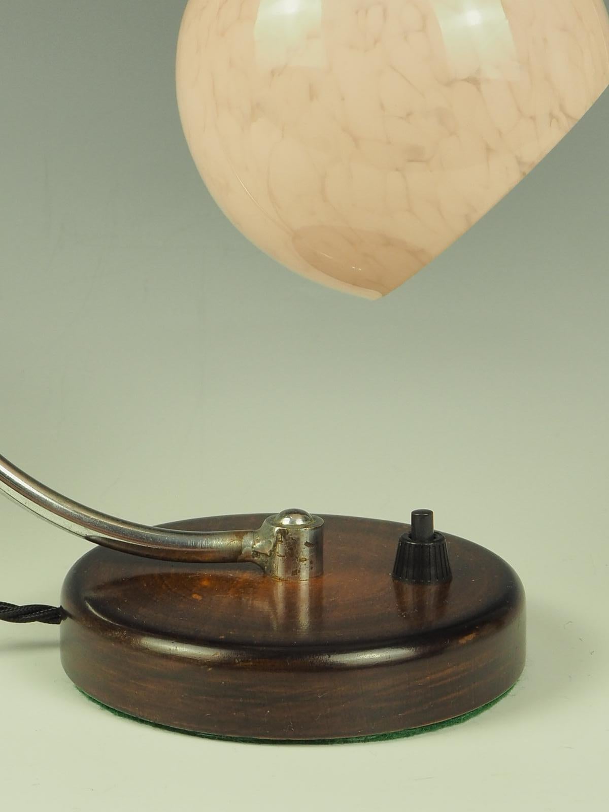 Art Deco Desk Table Lamp Pink Globe 6
