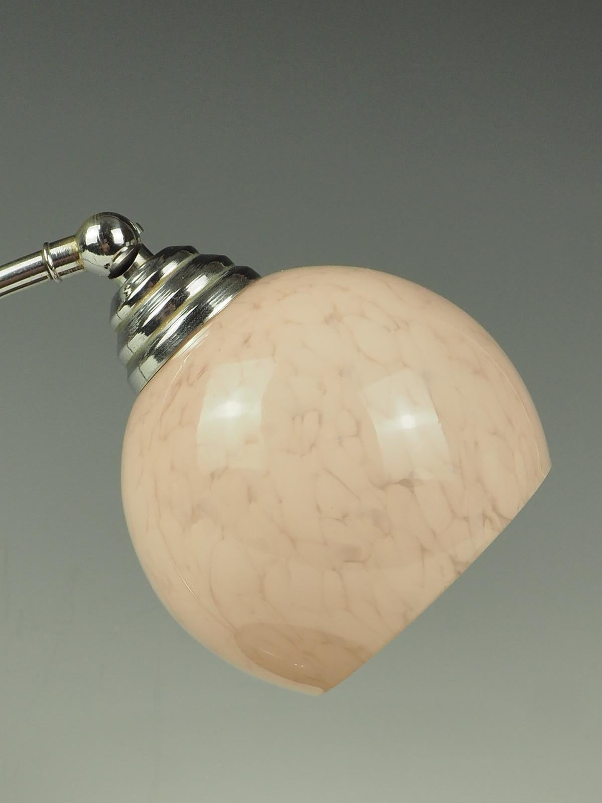 Art Deco Desk Table Lamp Pink Globe 7