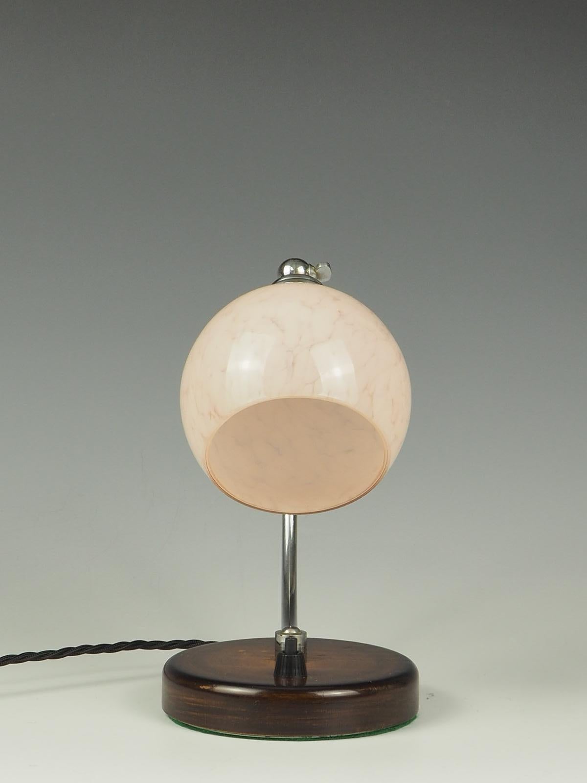 Art Deco Desk Table Lamp Pink Globe 8