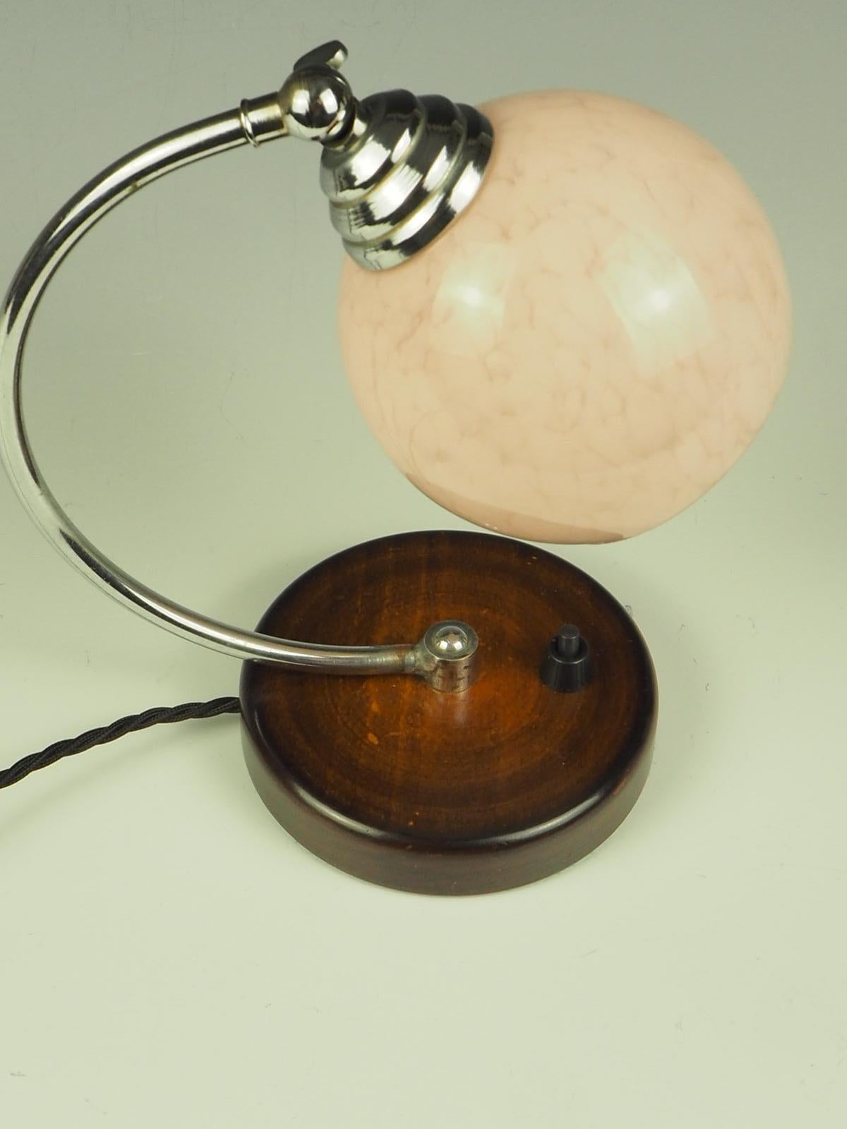 Art Deco Desk Table Lamp Pink Globe 9