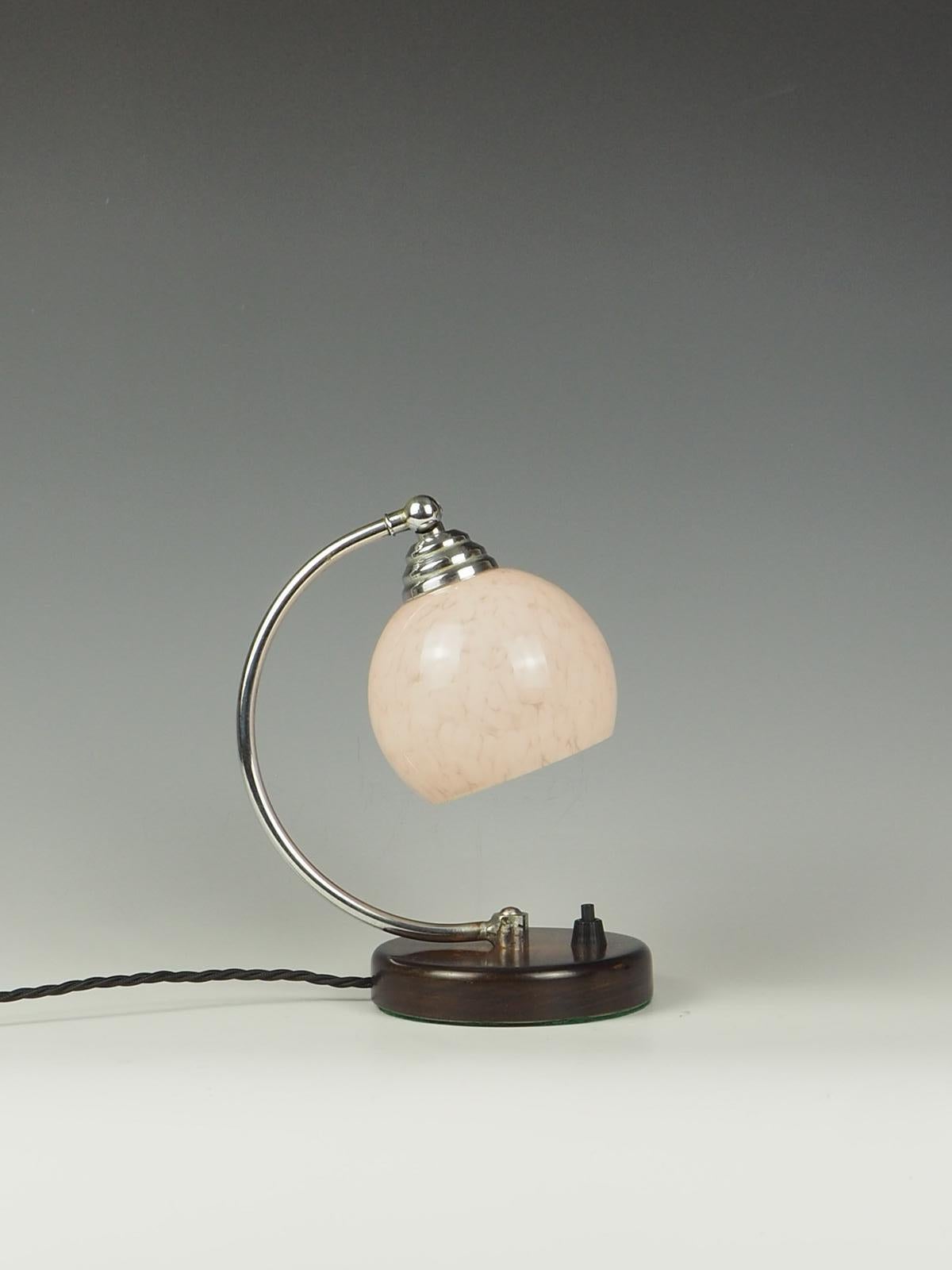 20th Century Art Deco Desk Table Lamp Pink Globe