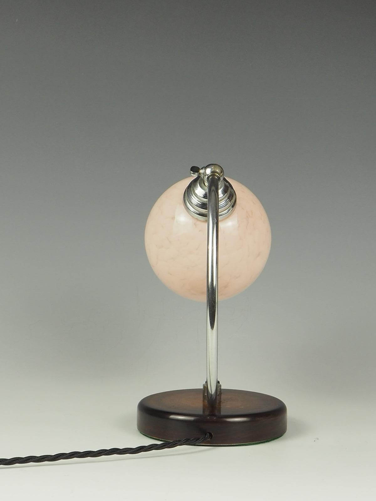 Art Deco Desk Table Lamp Pink Globe 1