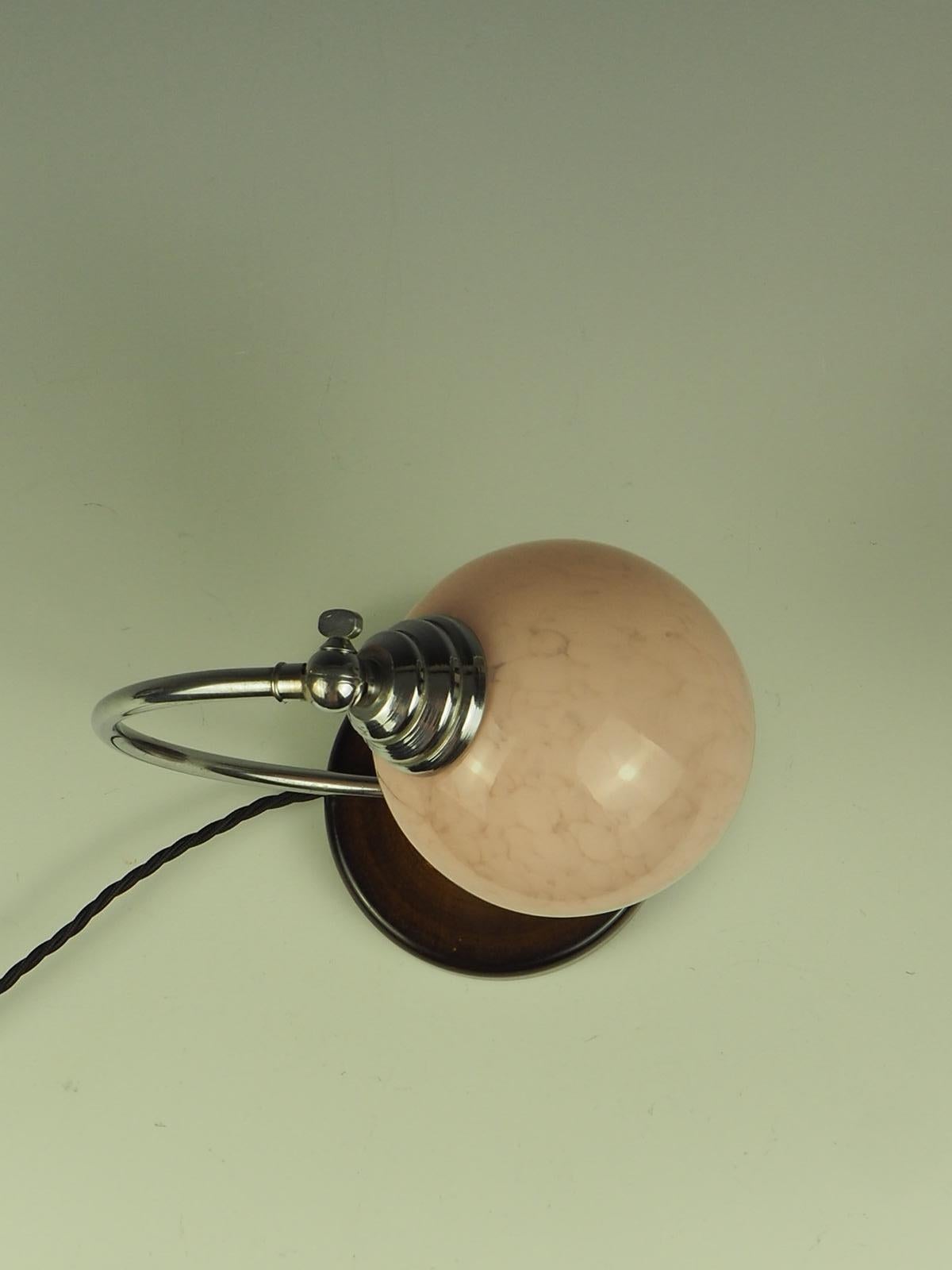 Art Deco Desk Table Lamp Pink Globe 2