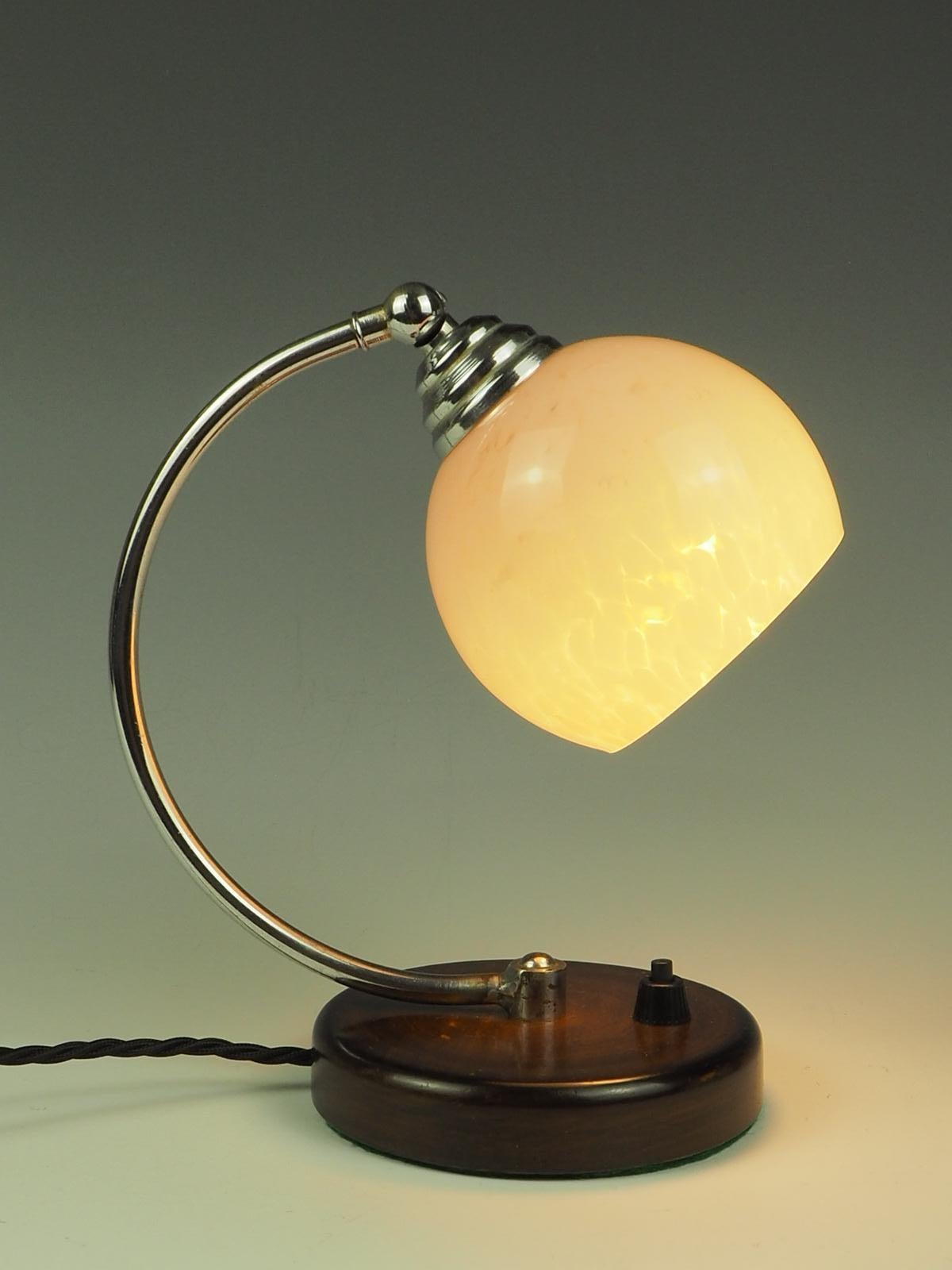 Art Deco Desk Table Lamp Pink Globe 3