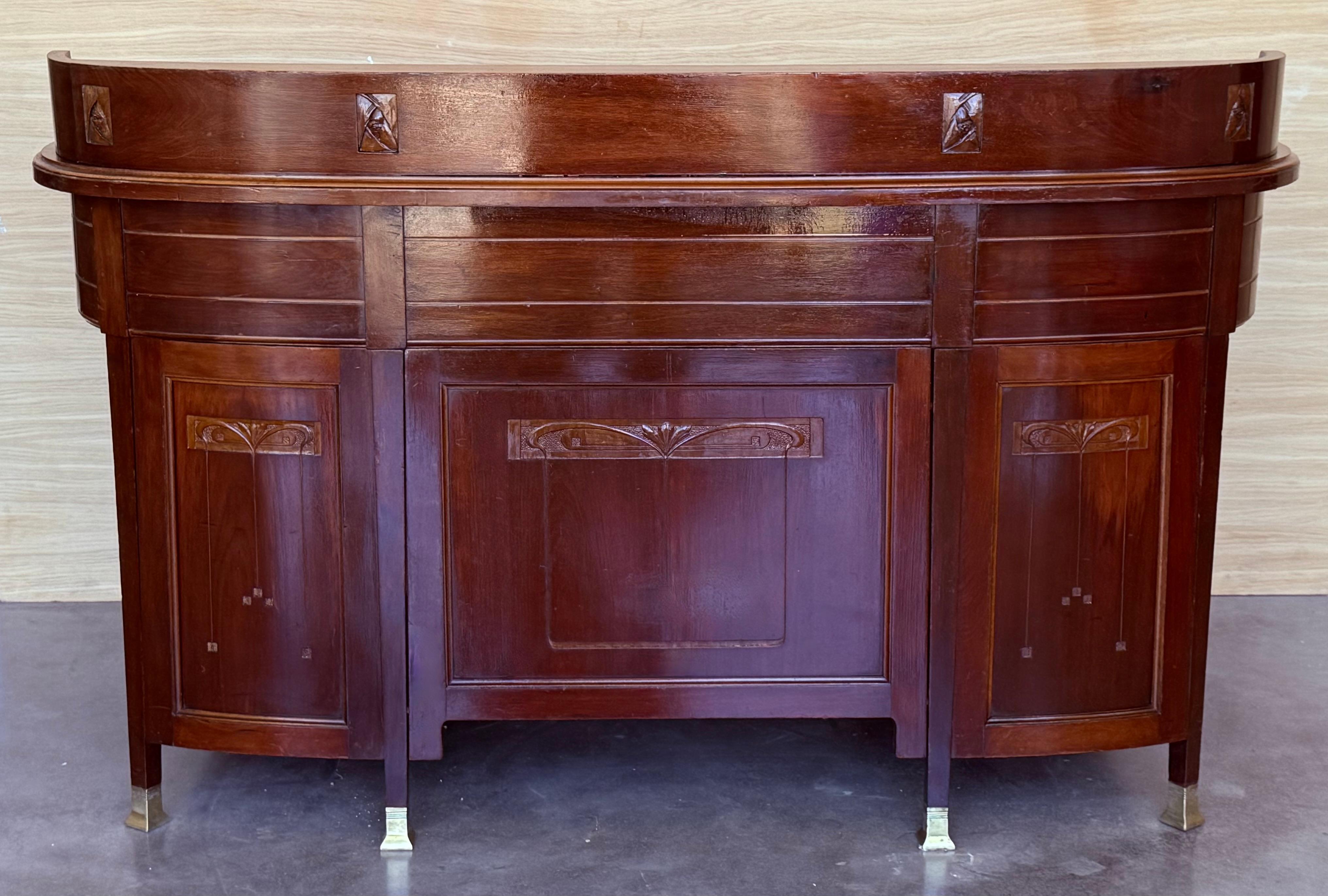 Mesa de escritorio Art Decó con dos caras y dos niveles Francés en venta