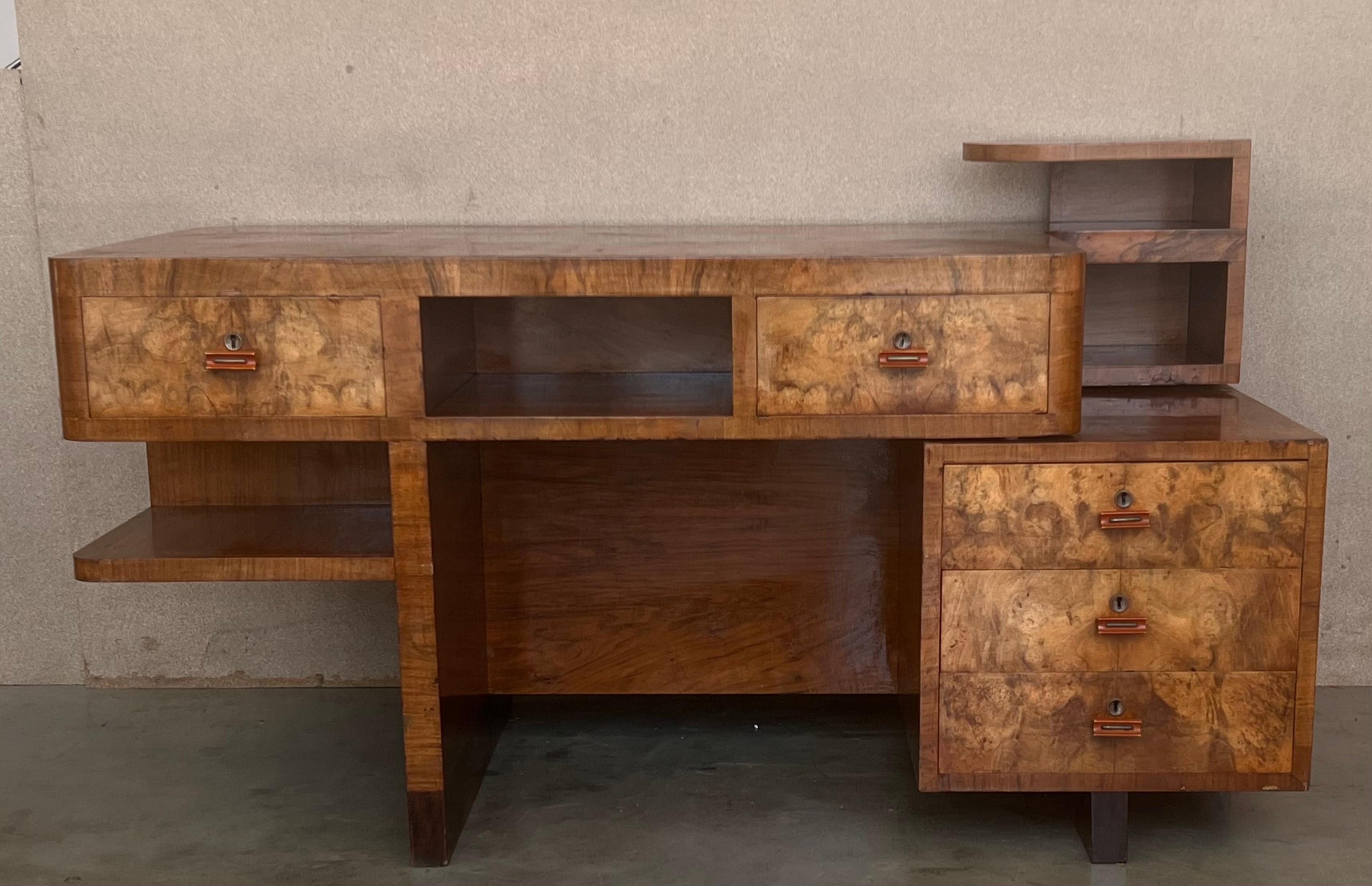 Art Deco Desk Table with Two faces and Two levels In Good Condition For Sale In Miami, FL