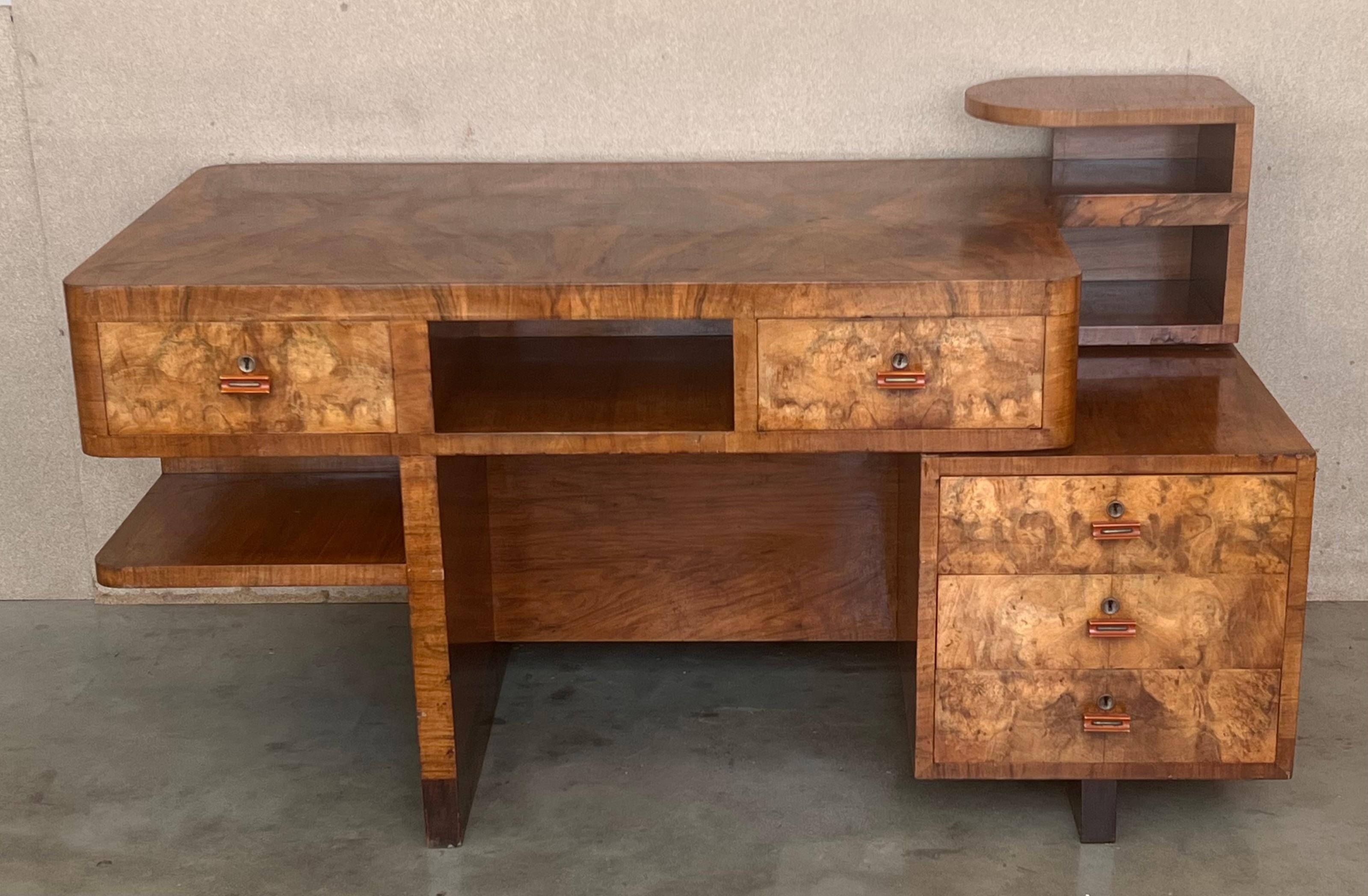 20th Century Art Deco Desk Table with Two faces and Two levels For Sale