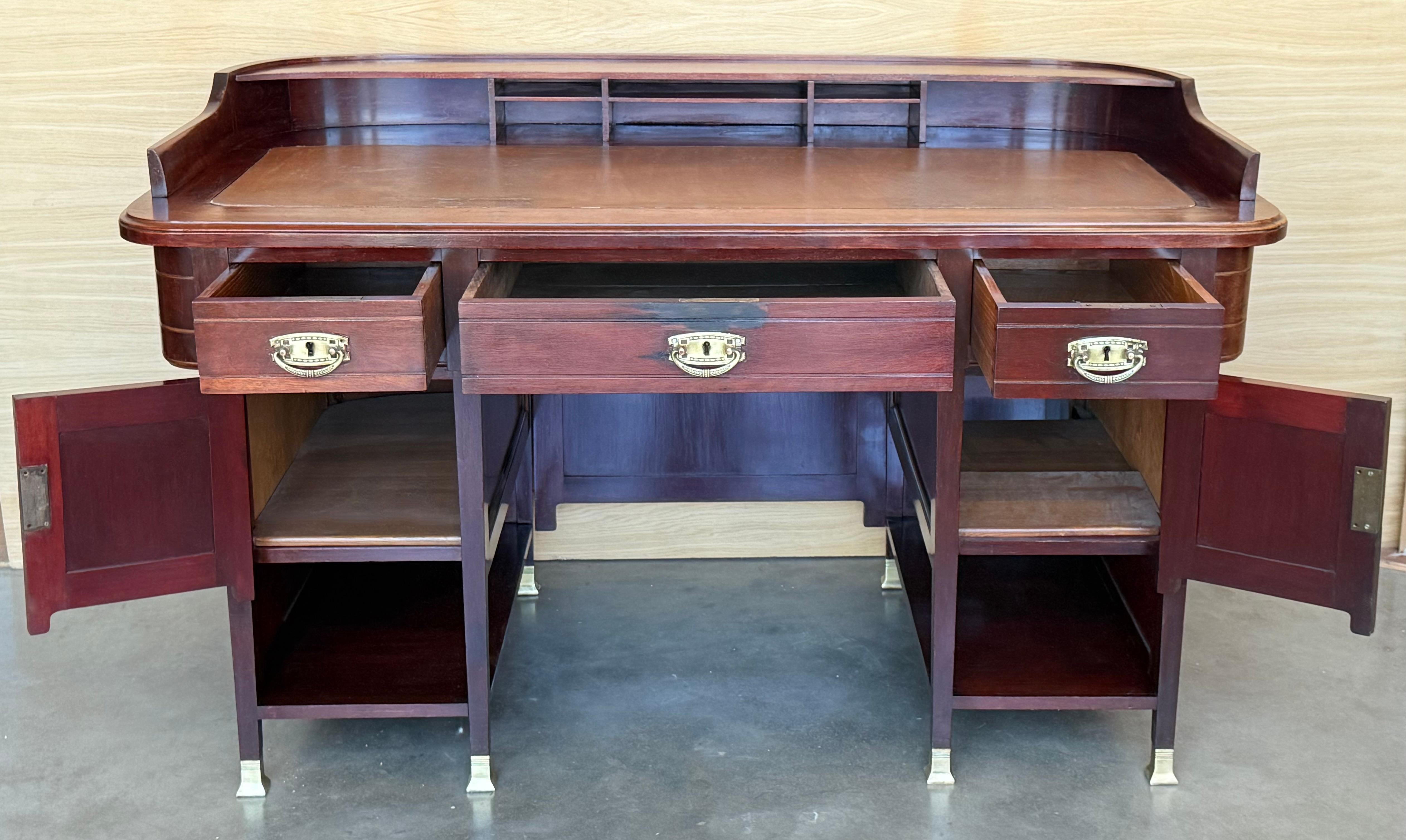 Mesa de escritorio Art Decó con dos caras y dos niveles en venta 1