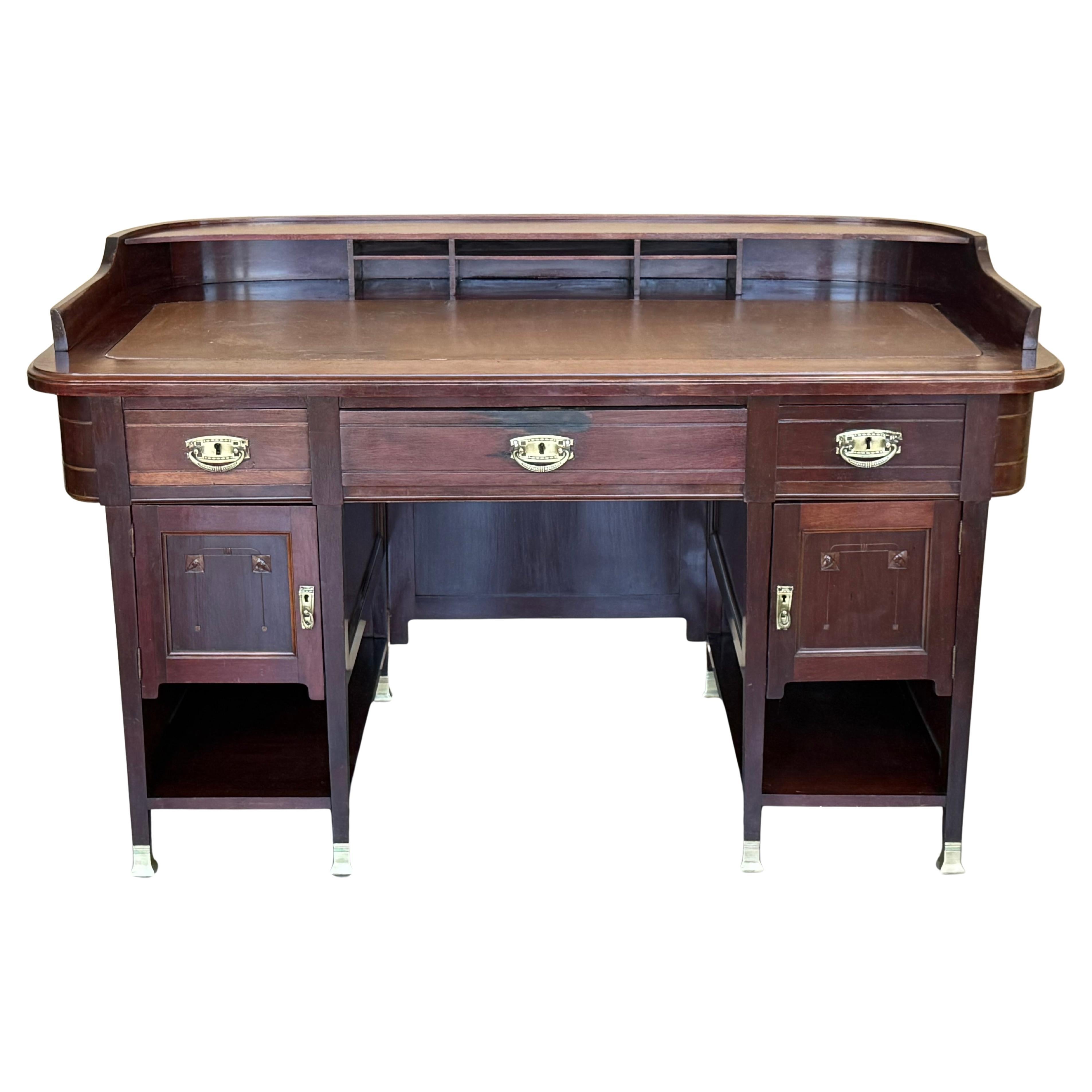 Mesa de escritorio Art Decó con dos caras y dos niveles en venta