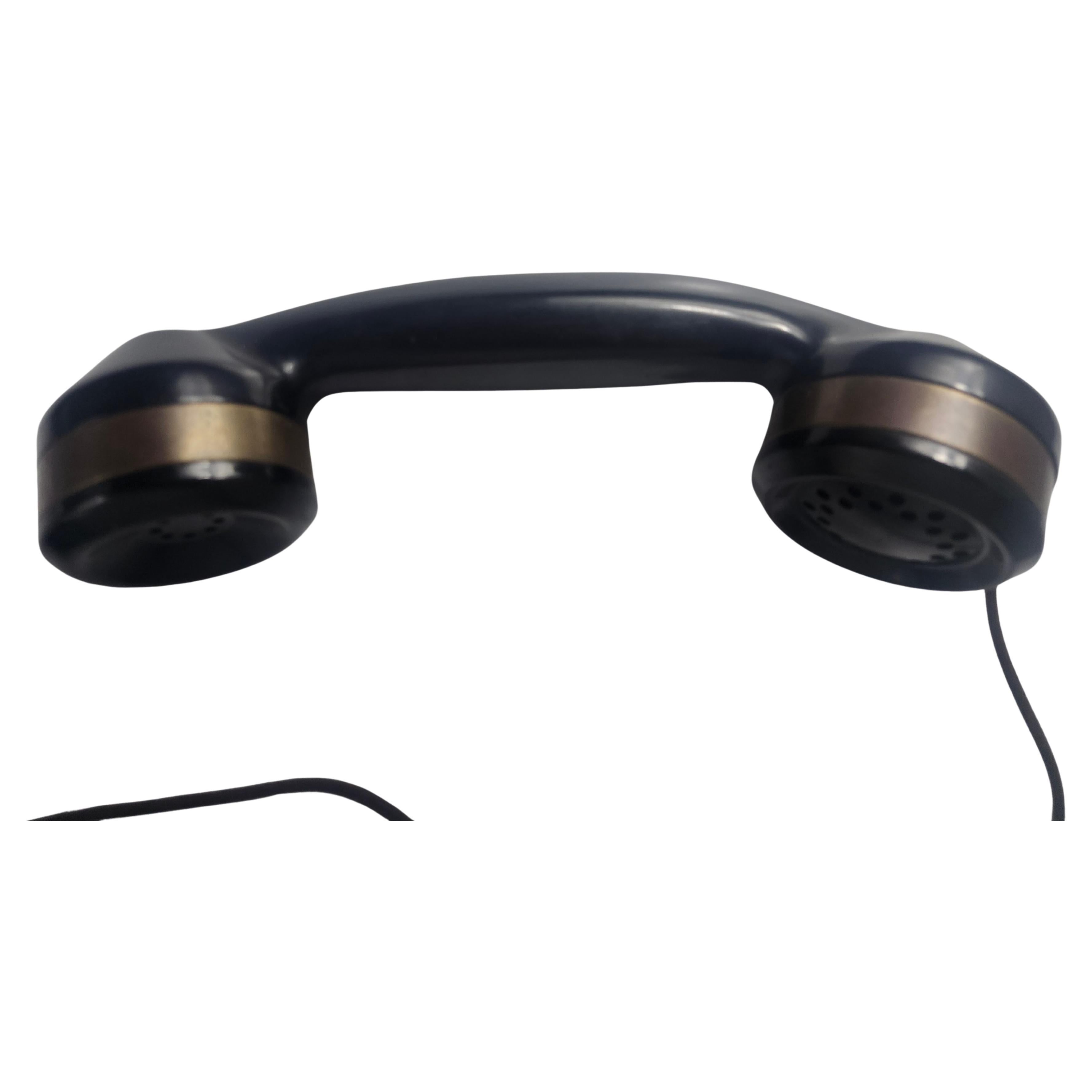 American Art Deco Desk Tabletop Rotary Restored Telephone By Monogram Black with Trim For Sale