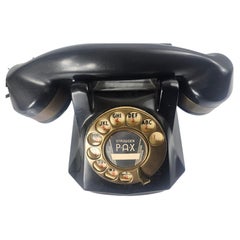Art Deco Desk Tabletop Rotary Restored Telephone By Monogram Black with Trim