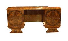 Art Deco Desk, Walnut Veneer, French Polish, Germany circa 1920