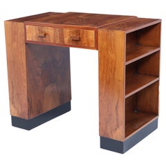 Vintage Art Deco Desk with Bookshelves in Walnut