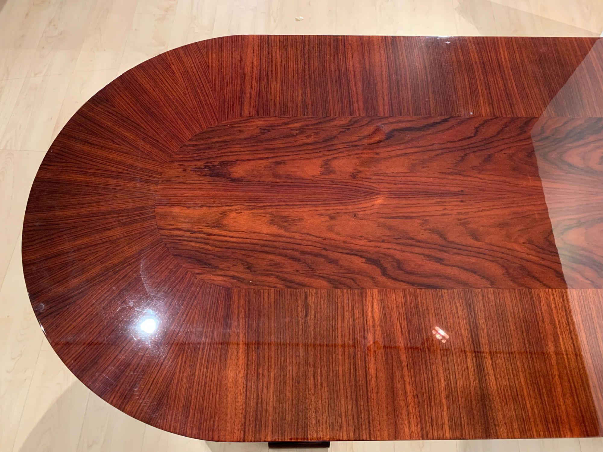 Art Deco Rosewood Desk with Brown Leather Chair, France circa 1930 3