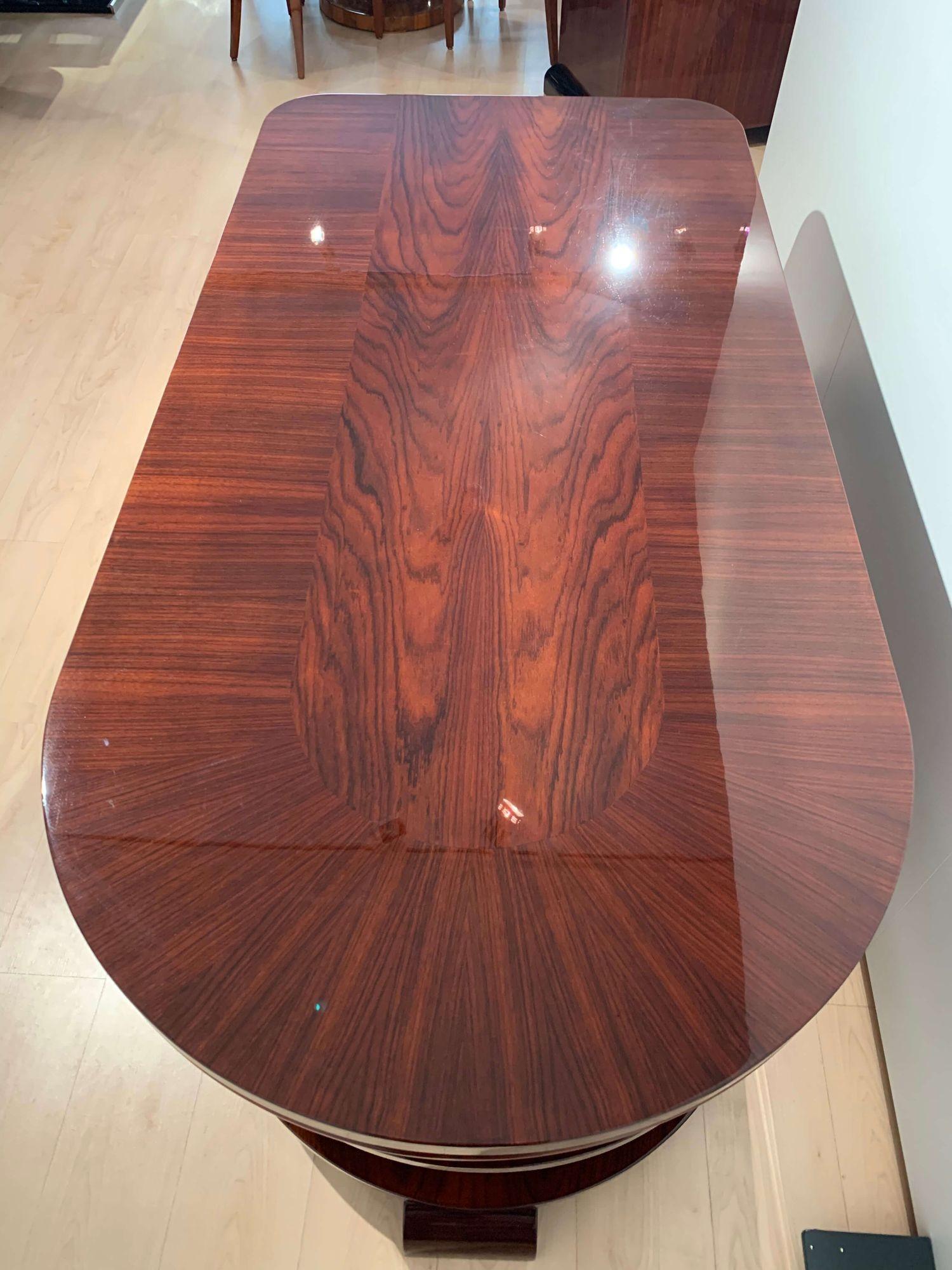 Art Deco Rosewood Desk with Brown Leather Chair, France circa 1930 7