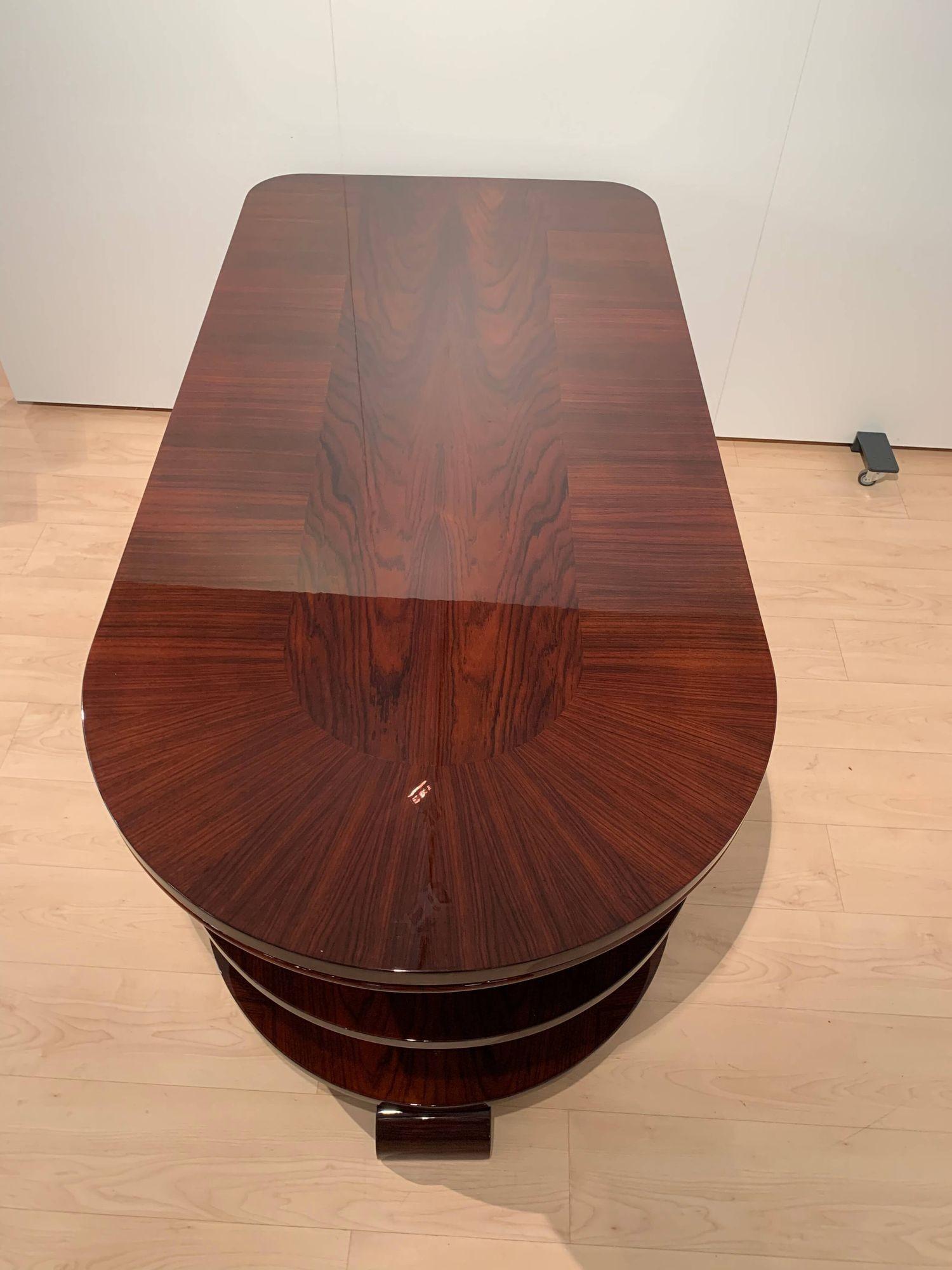Art Deco Rosewood Desk with Brown Leather Chair, France circa 1930 9