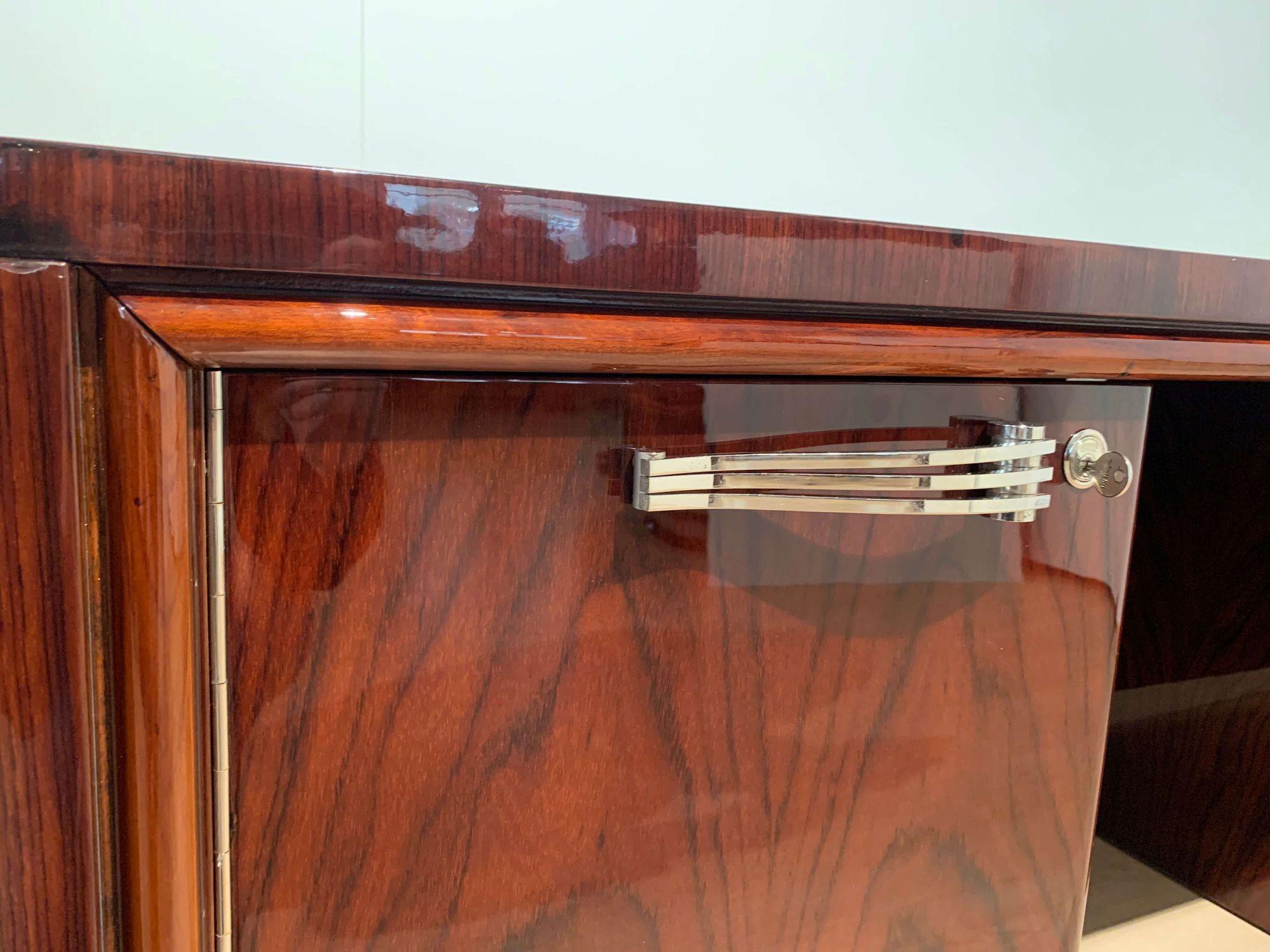 Art Deco Rosewood Desk with Brown Leather Chair, France circa 1930 1