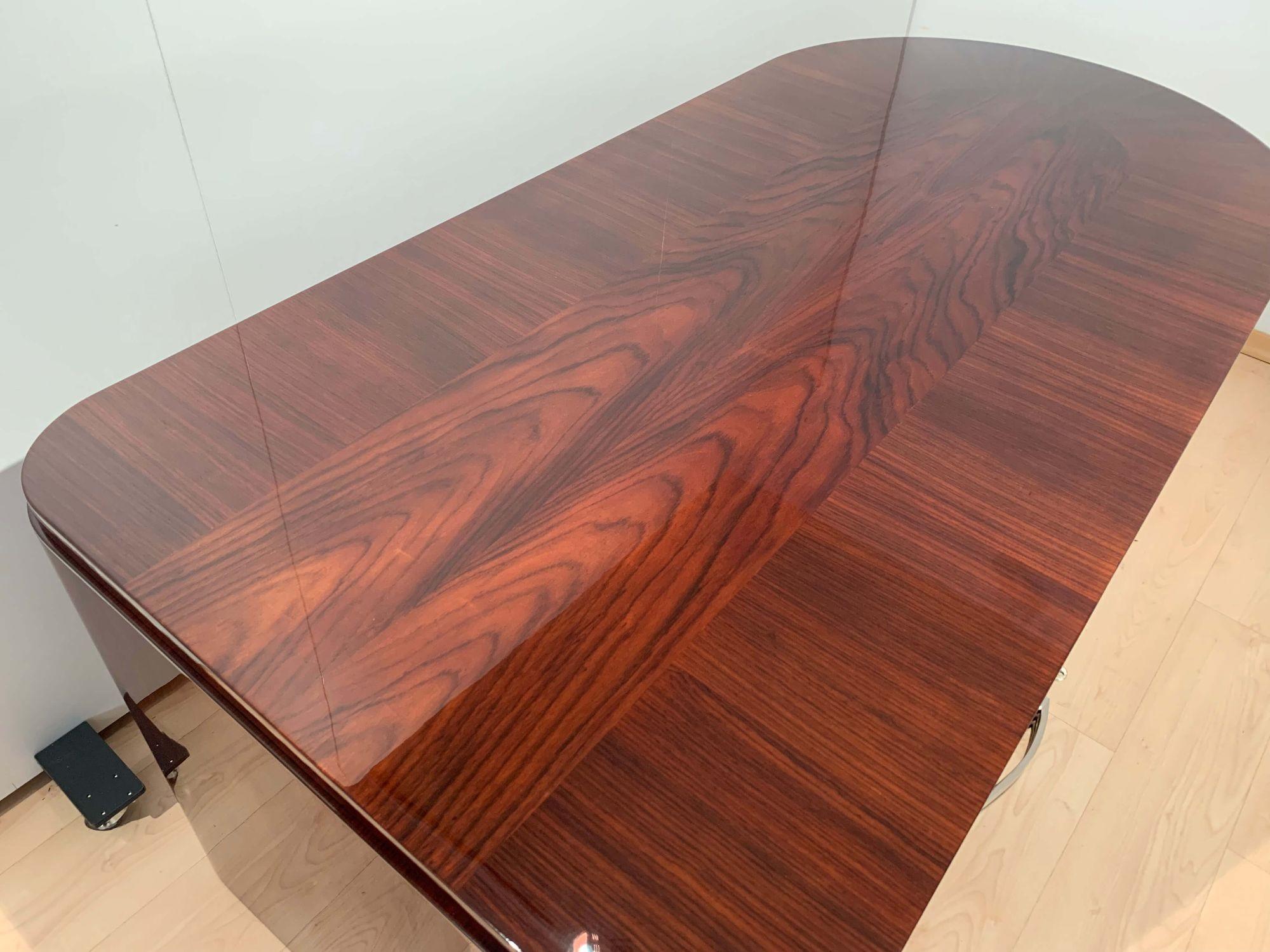 Art Deco Rosewood Desk with Brown Leather Chair, France circa 1930 2