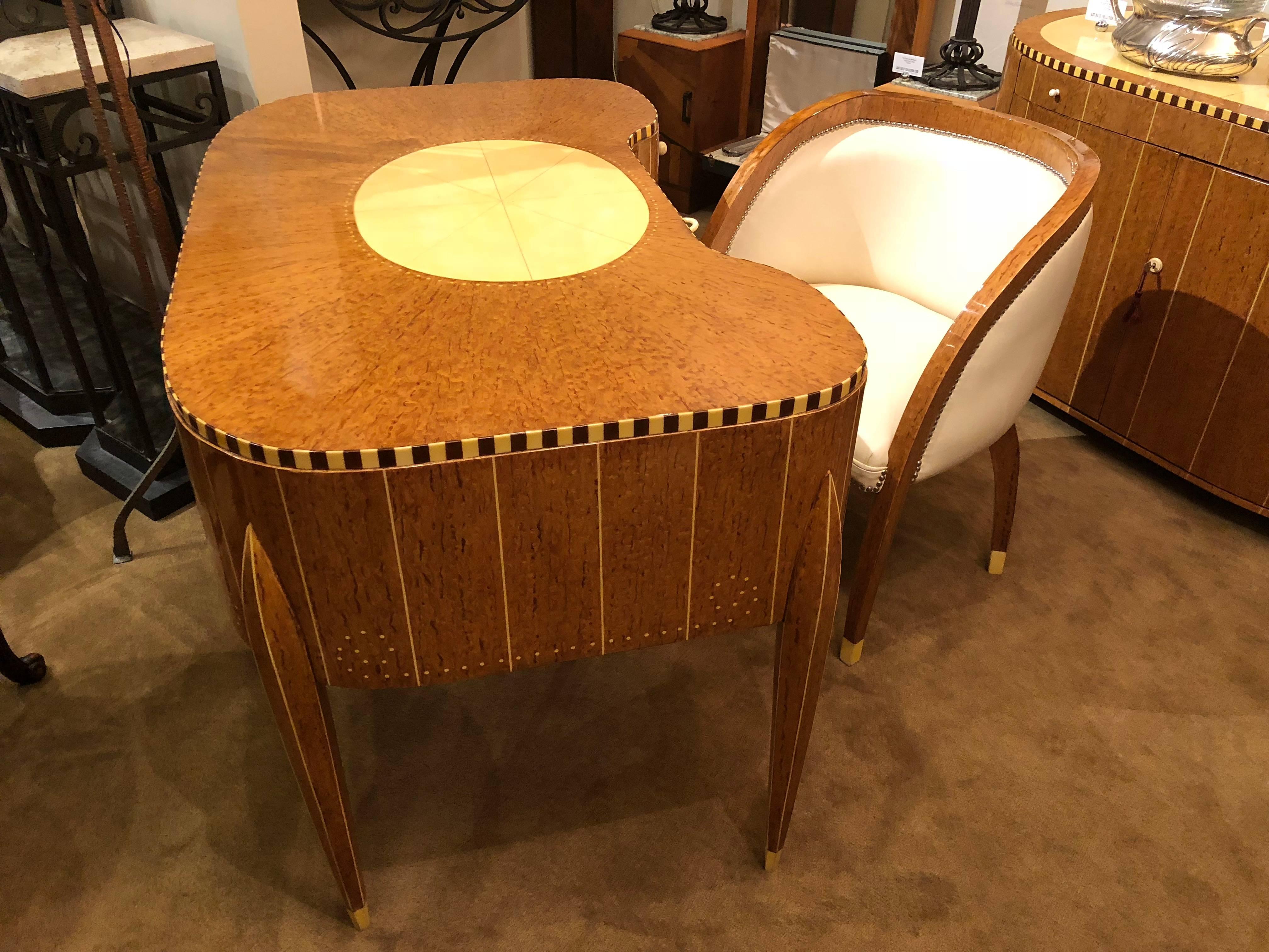 You’ve probably only ever seen a piece like this in books on Art Deco. This custom piece was made for our shop, the goal was to re-create this famous Ruhlmann desk.

The goal was to re-create this famous Ruhlmann desk using the finest Abedul