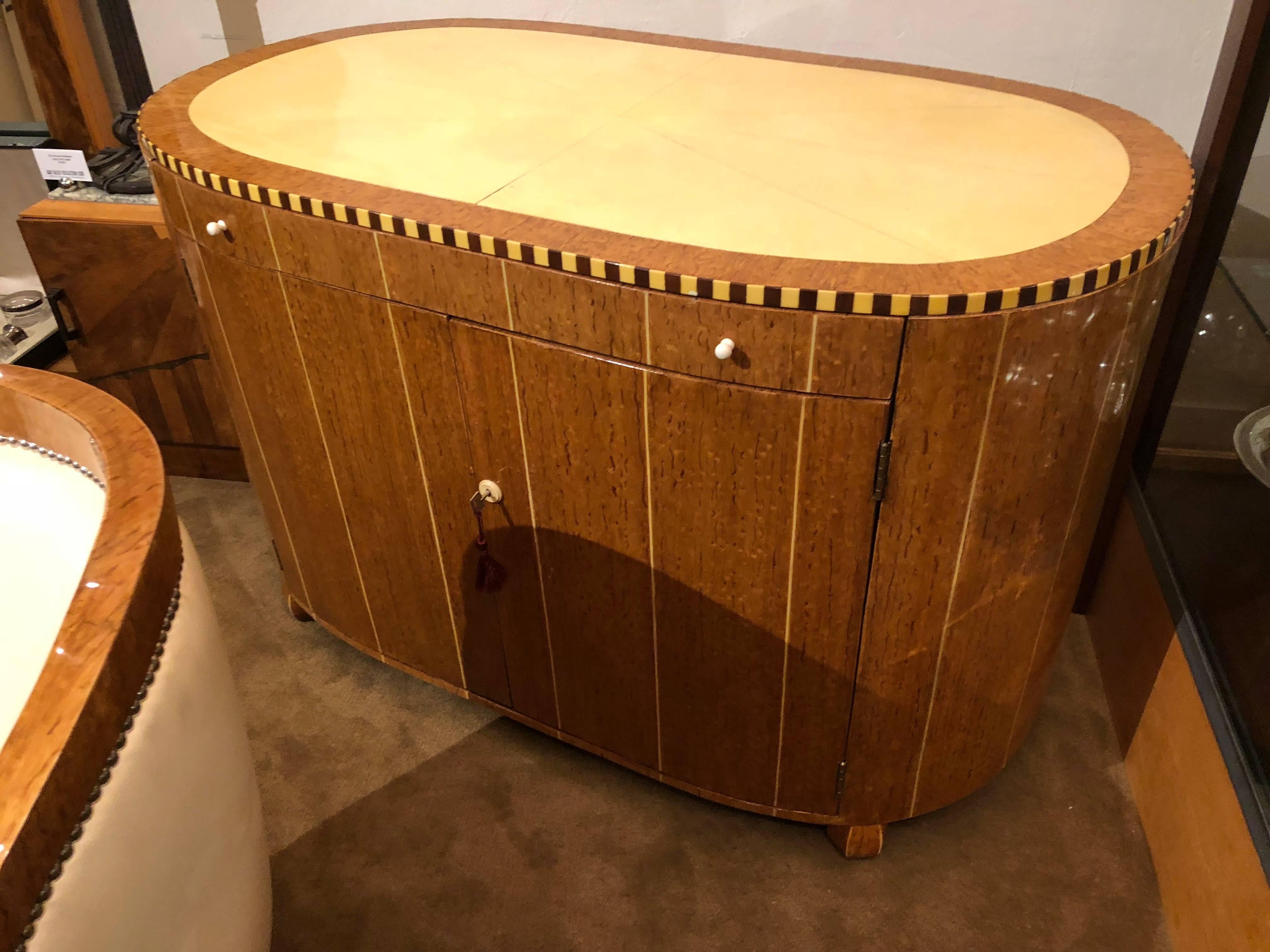 Contemporary Art Deco Desk, Cabinet and Chair in Style of Ruhlmann