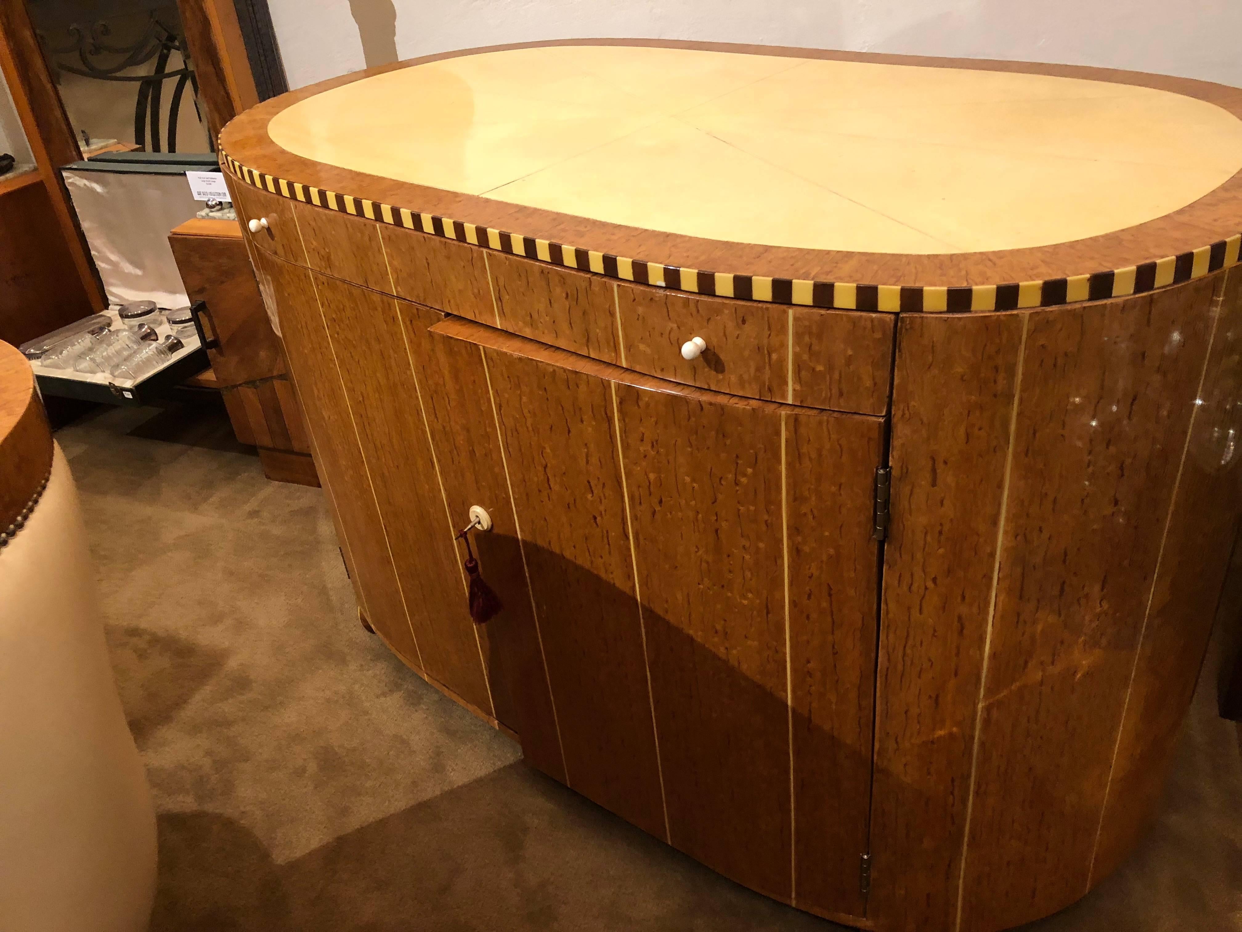 Art Deco Desk, Cabinet and Chair in Style of Ruhlmann 1