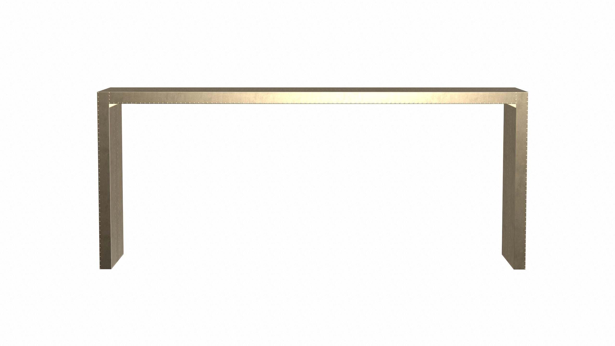 Art Deco Desks and Writing Tables Rectangular Console in Smooth Brass For Sale 2