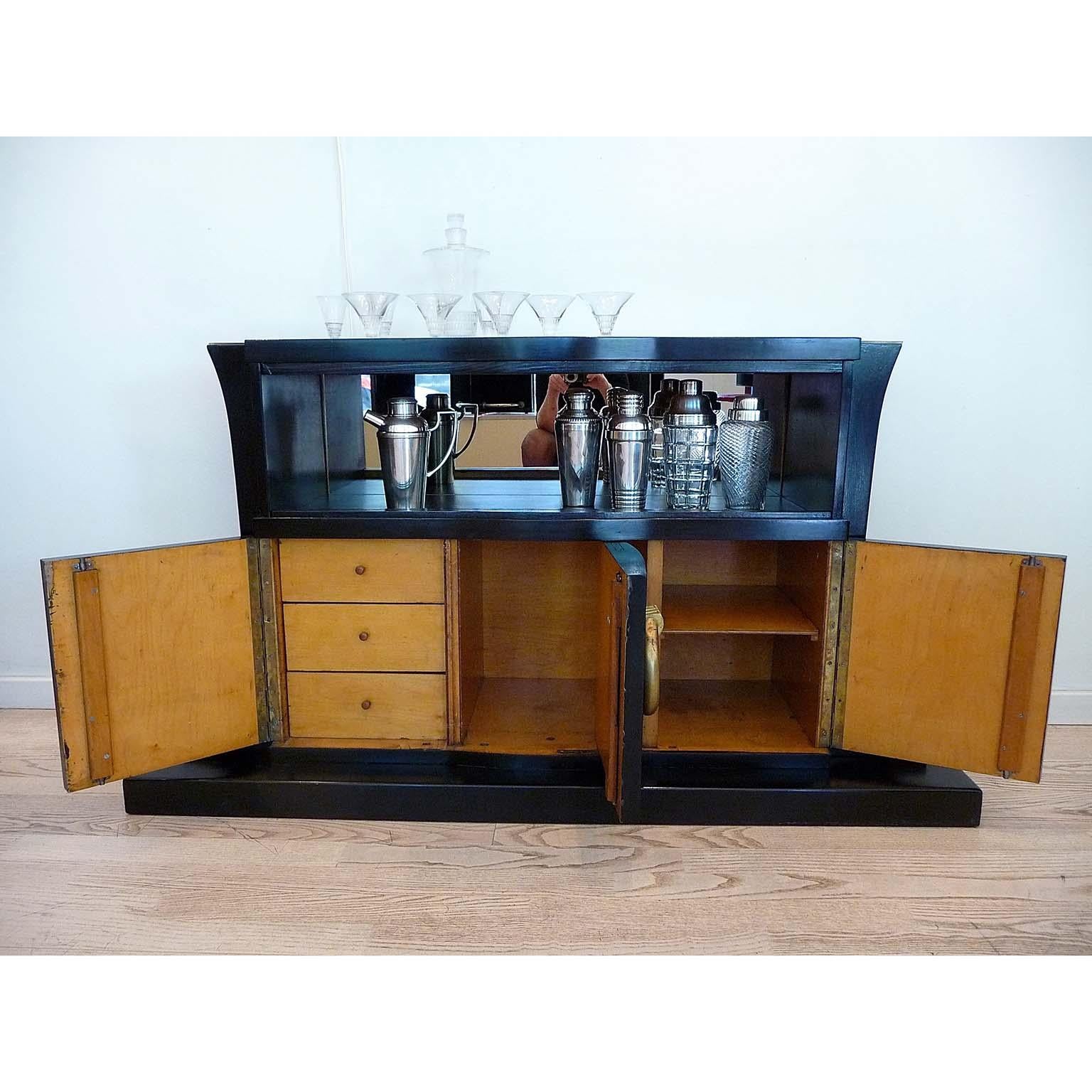 Mid-20th Century Art Deco Dessert Commode Low Sideboard Designed by Jean Pascaud, France, 1930s For Sale