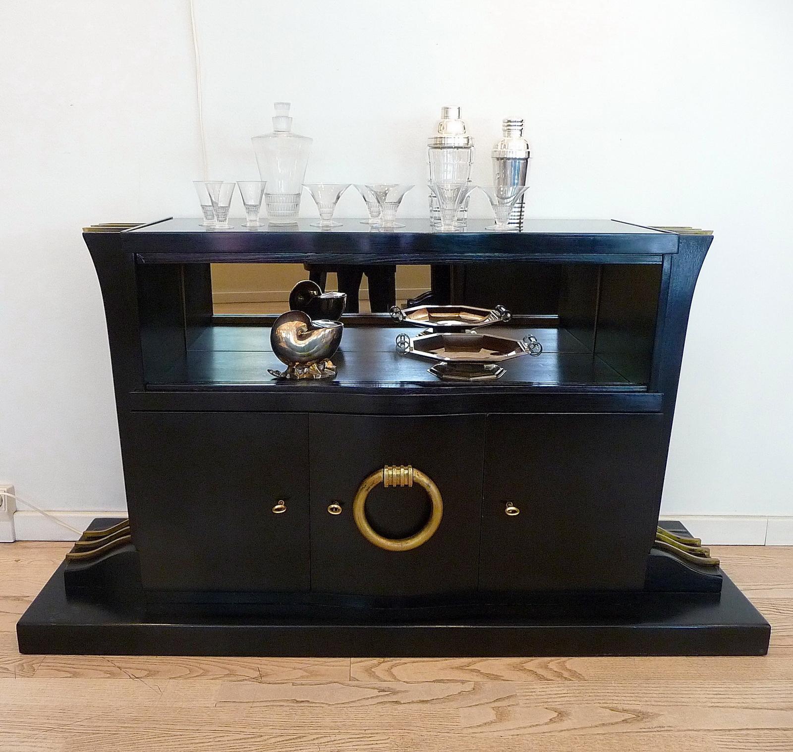 Lacquered Art Deco Dessert Commode Low Sideboard Designed by Jean Pascaud, France, 1930s For Sale