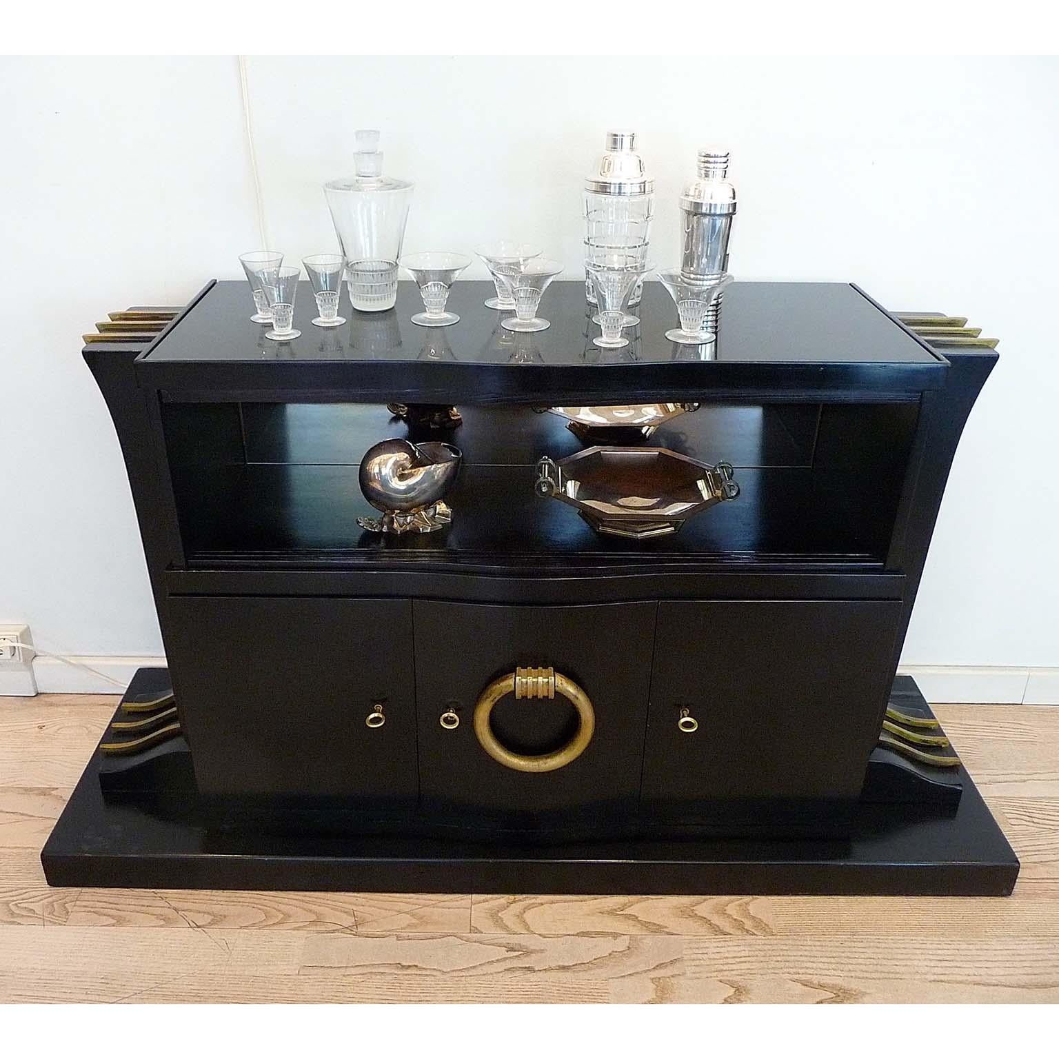Art Deco Dessert Commode Low Sideboard Designed by Jean Pascaud, France, 1930s For Sale 1