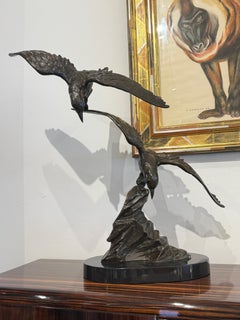 Bronzo Art Deco Deux Oiseaux di E. Tissot